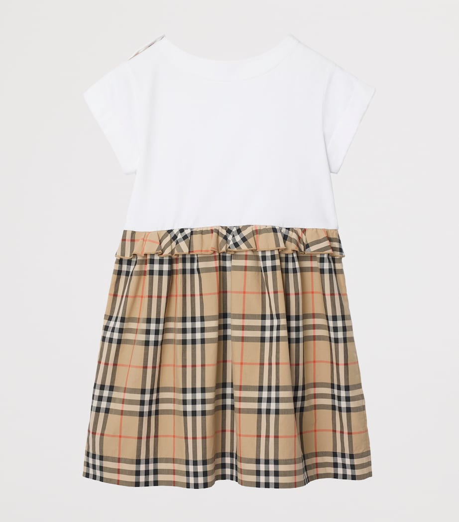 Burberry Kids Stretch-Cotton Check Dress (3-12 Years) White Image 2