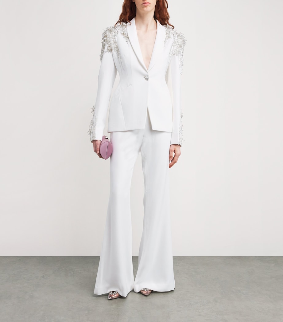 Bead-Embellished Armour Blazer WHITE Image 2