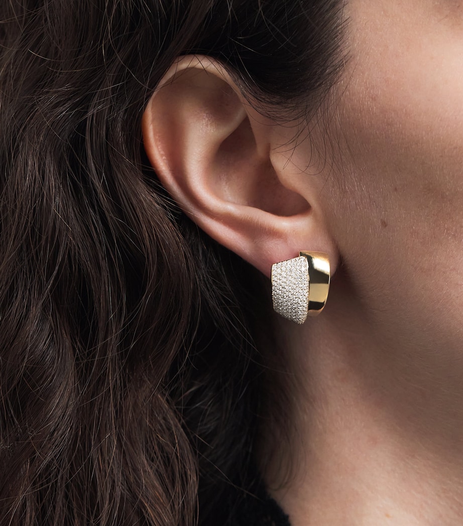 Large Yellow Gold and Diamond Divino Earrings YELLOW GOLD Image 5