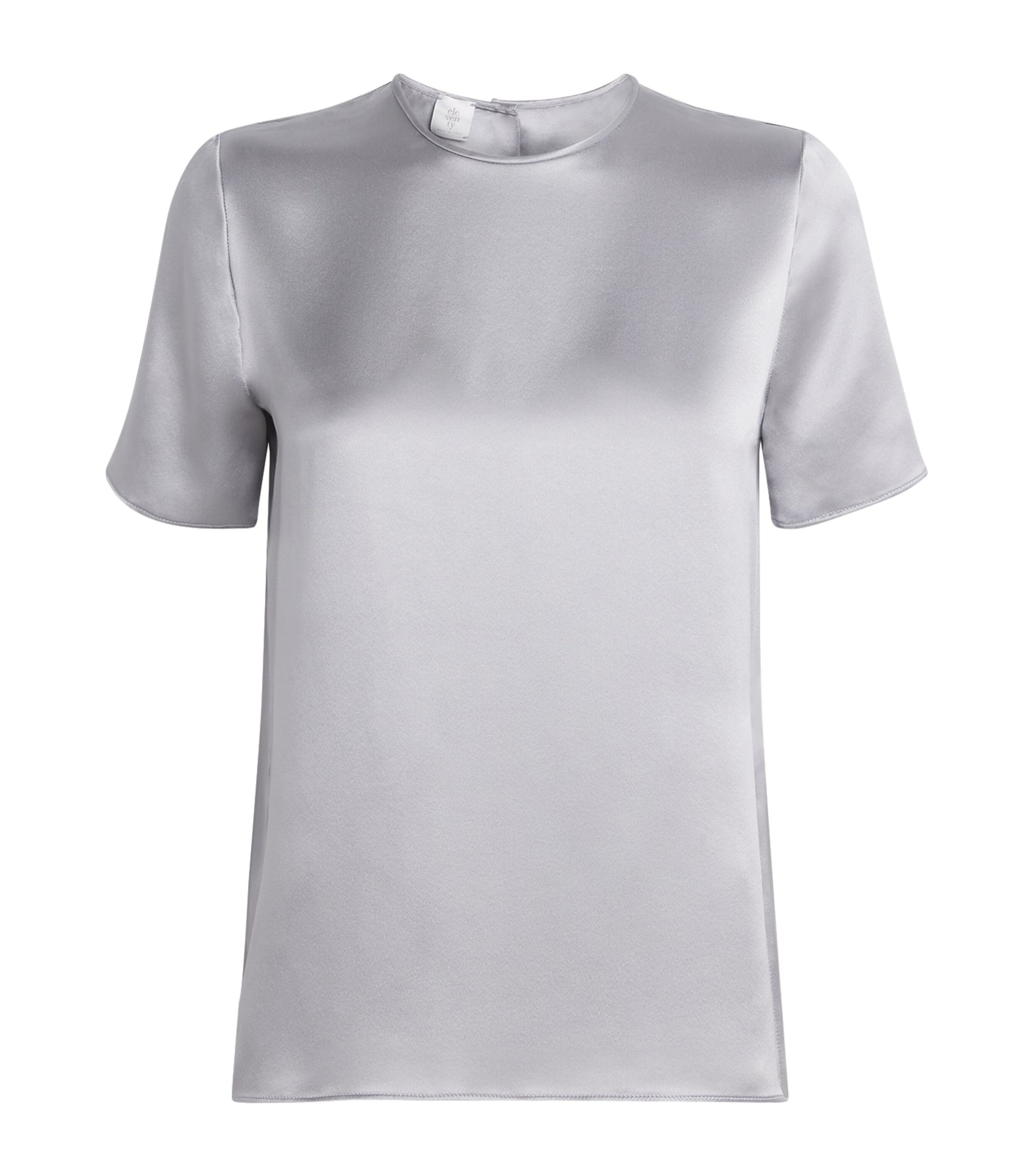 Eleventy Silk Crew-neck T-shirt In Gray