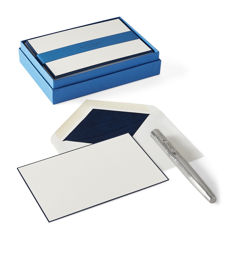 Smythson Bordered Correspondence Cards (Set of 10) Blue Image 3