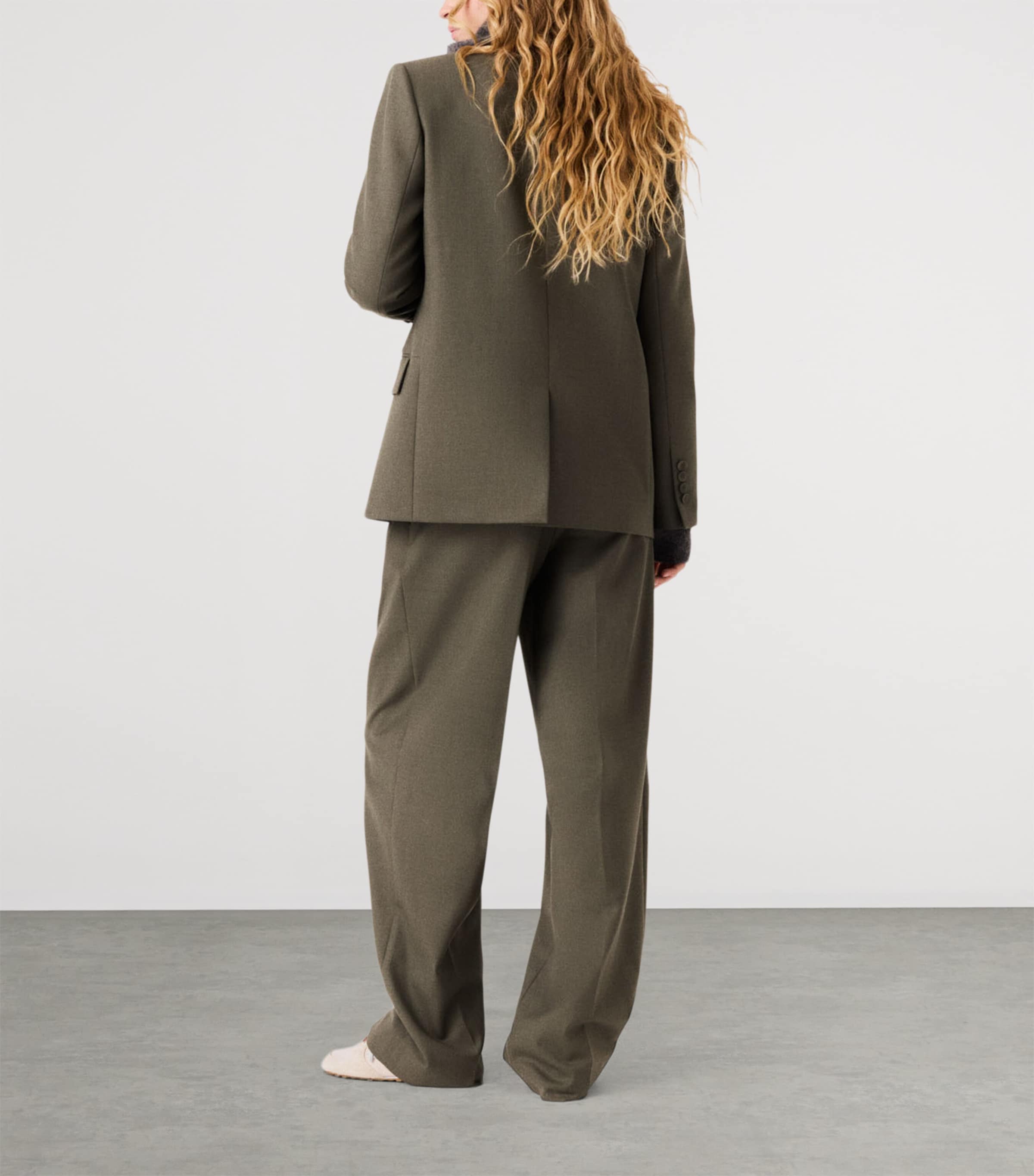 Maje Womens Wool-Blend Blazer Khaki Image 4