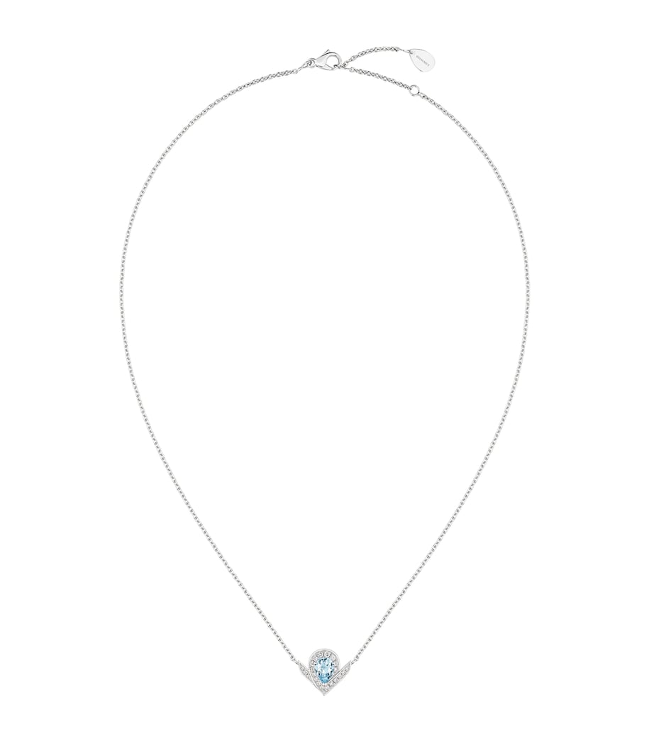 White Gold, Diamond and Aquamarine Joséphine Aigrette Pendant Necklace WHITE GOLD Image 1