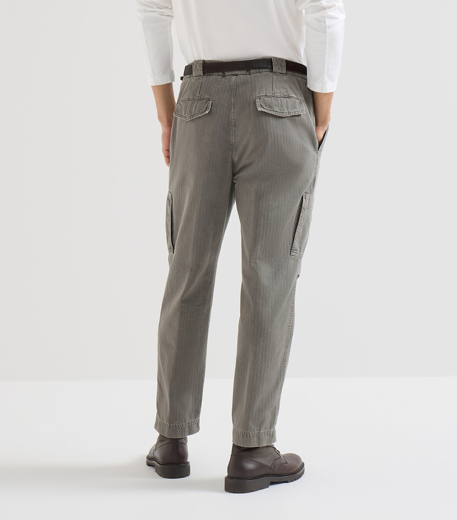 Brunello Cucinelli Mens Cotton Chevron Slim Trousers Image 3