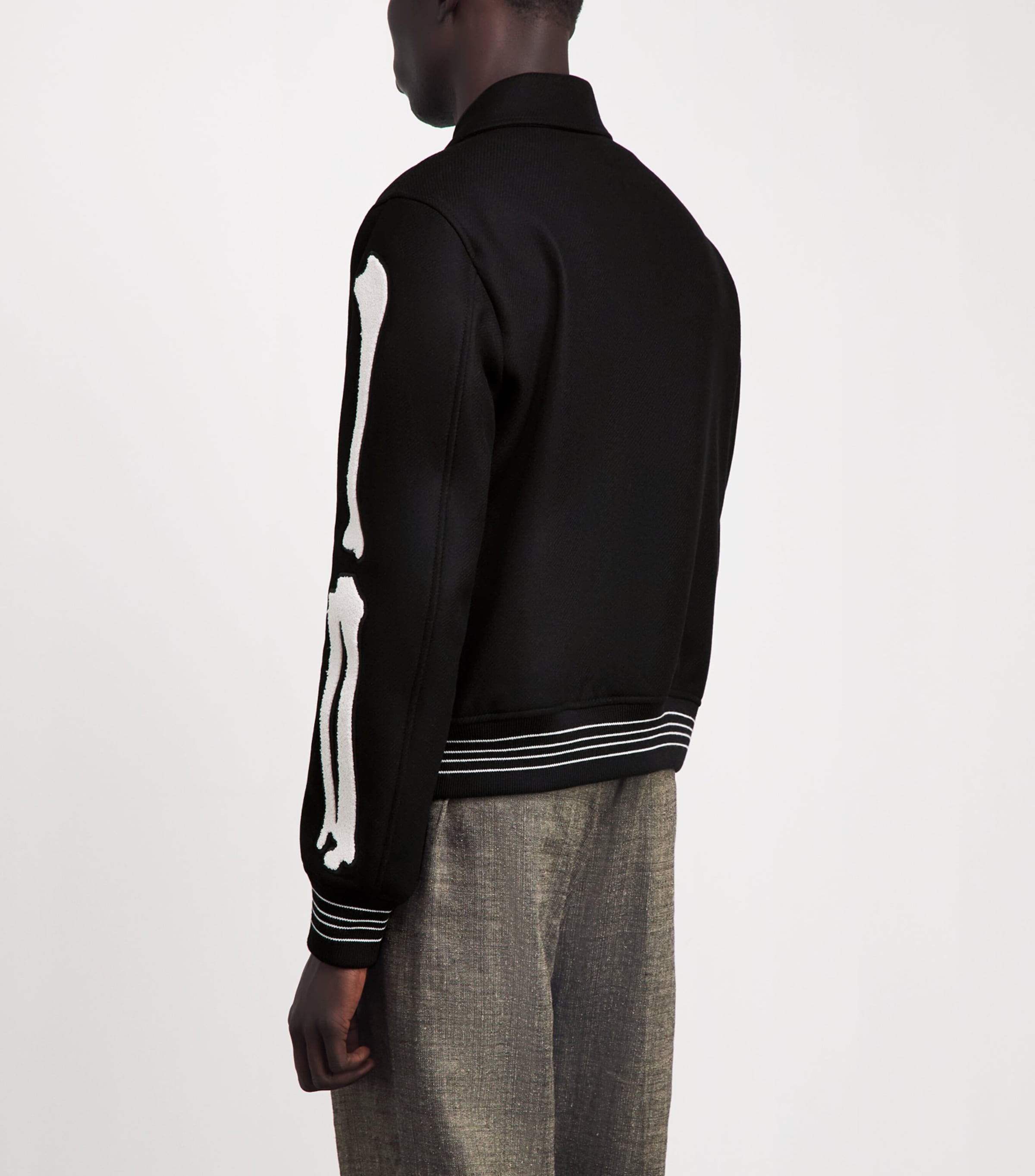 AMIRI Mens Wool Bones Varsity Jacket Black/white Image 5