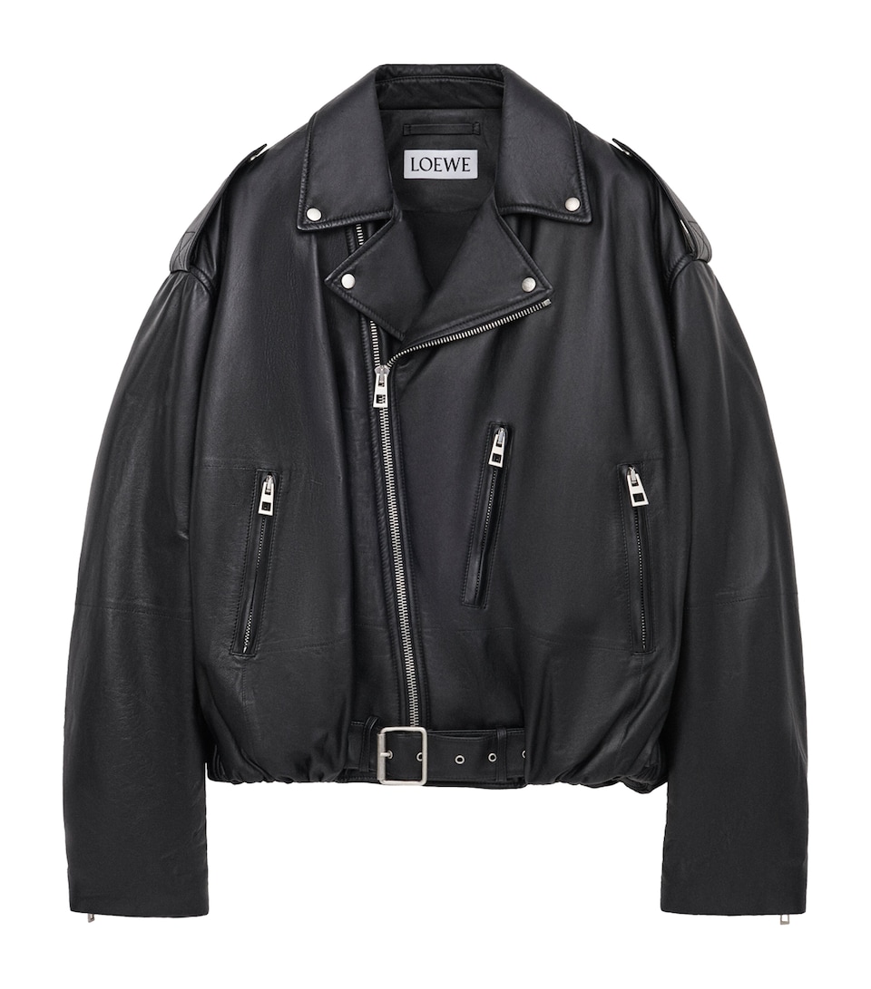 LOEWE Balloon Leather Biker Jacket Black
