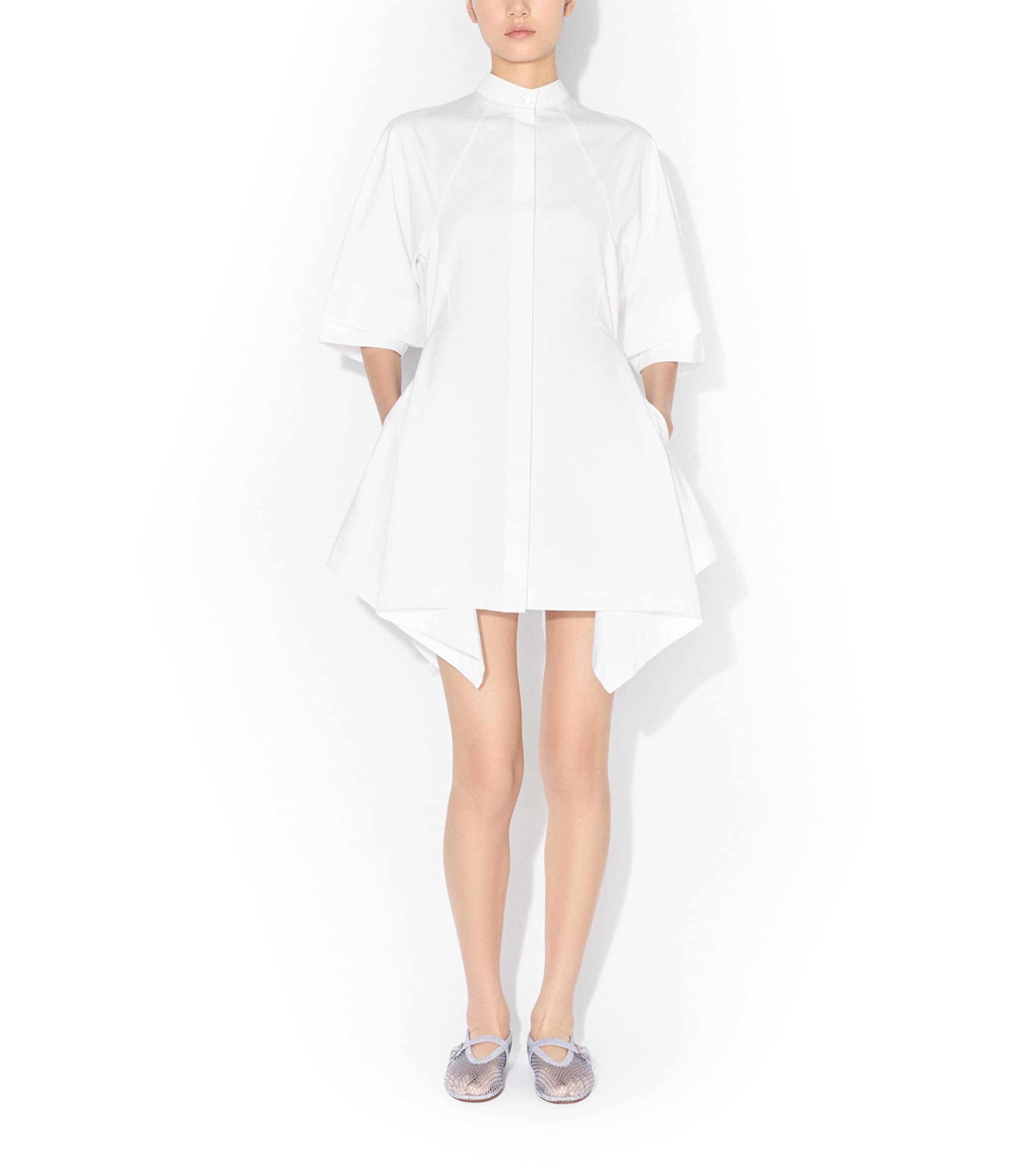 Alaïa Womens Panelled Mini Shirt Dress Blanc Image 2