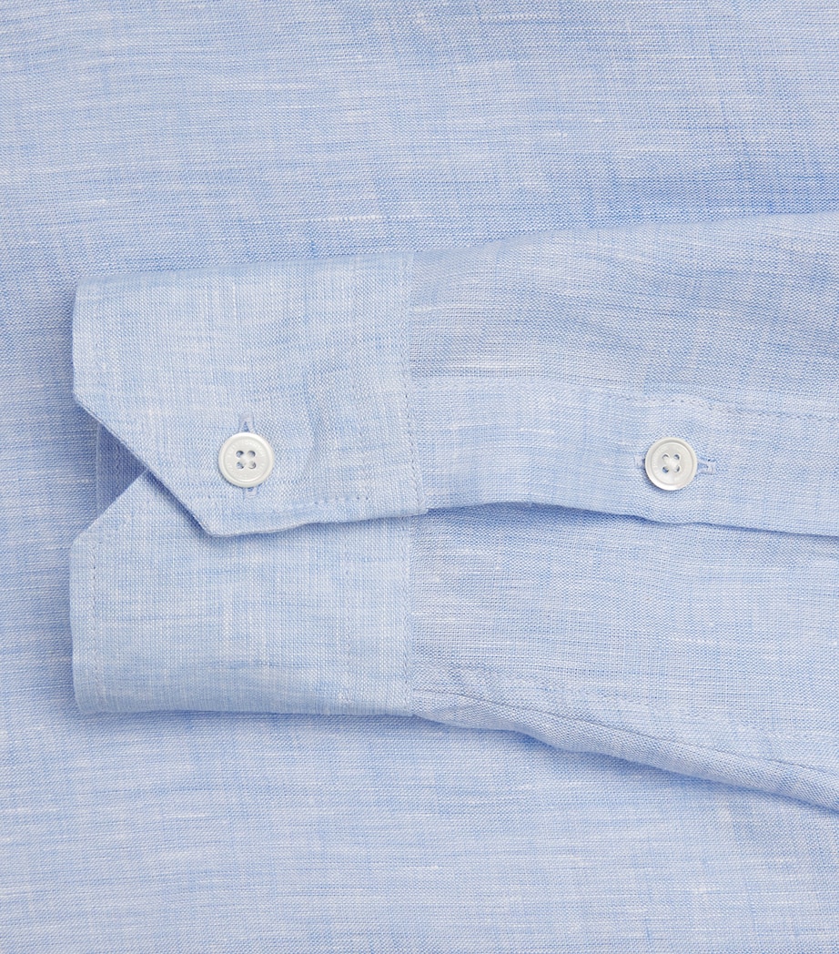 Brett Johnson Mens Linen Shirt Blu Lino Image 6