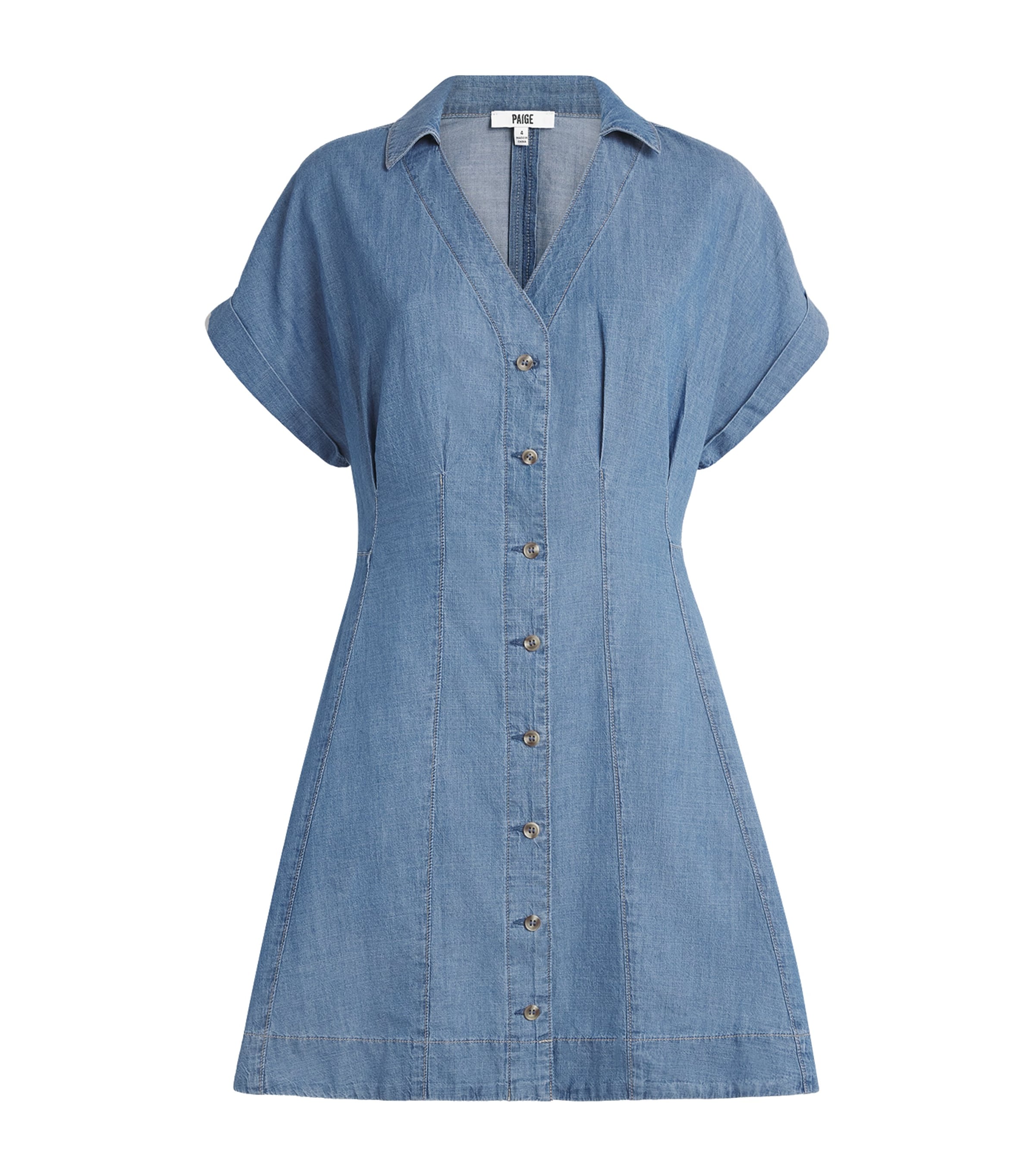 Paige Chambray Lana Mini Dress - Blue