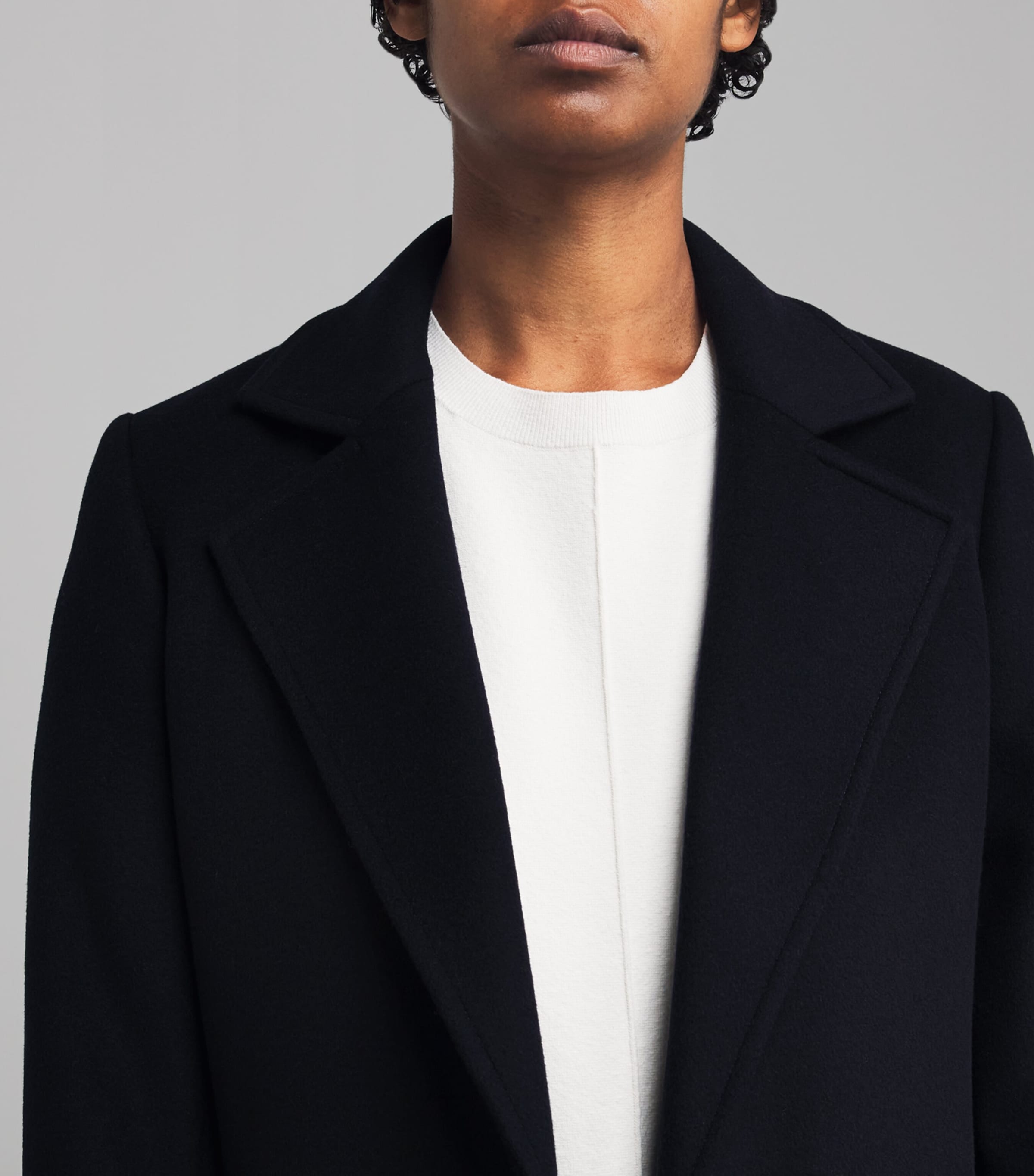 Virgin Wool Double-Breasted Coat NAVY Image 6