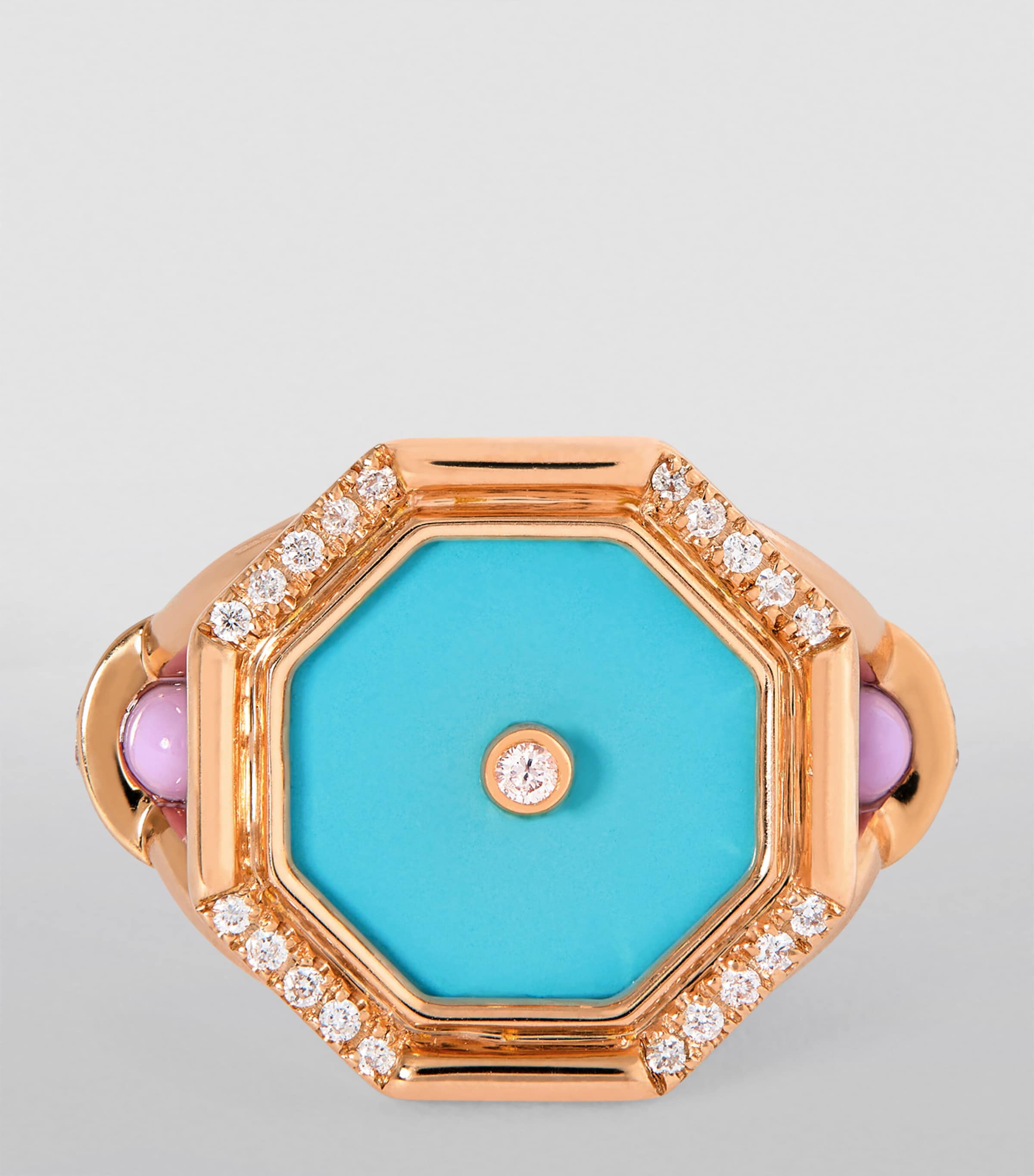 L'ATELIER NAWBAR Rose Gold, Diamond and Turquoise Amulets of Light Ring Baby Blue Lilac Image 3