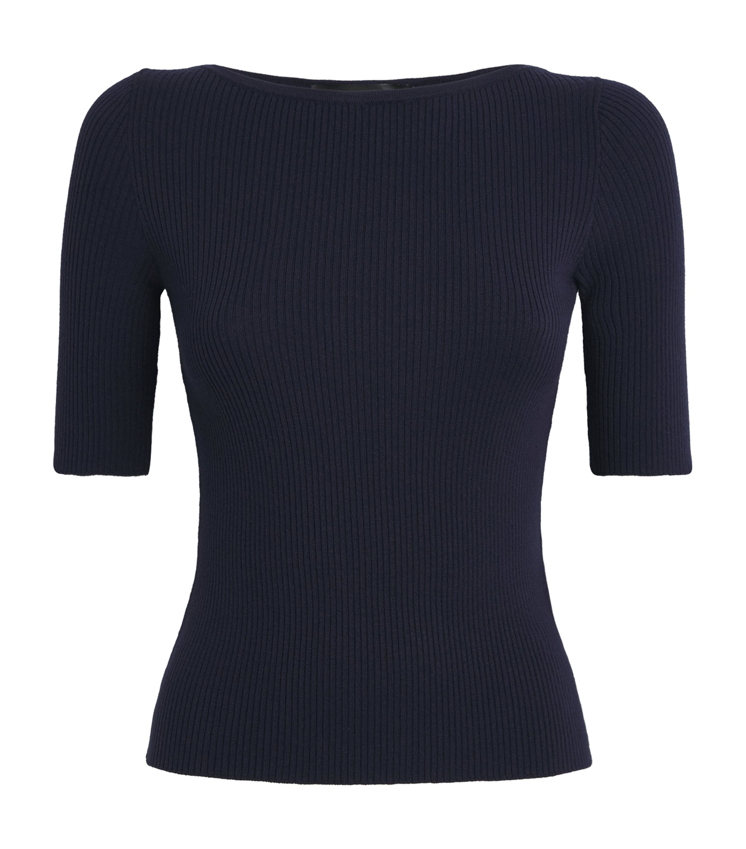 Rib-Knit Slim T-Shirt NAVY Image 1