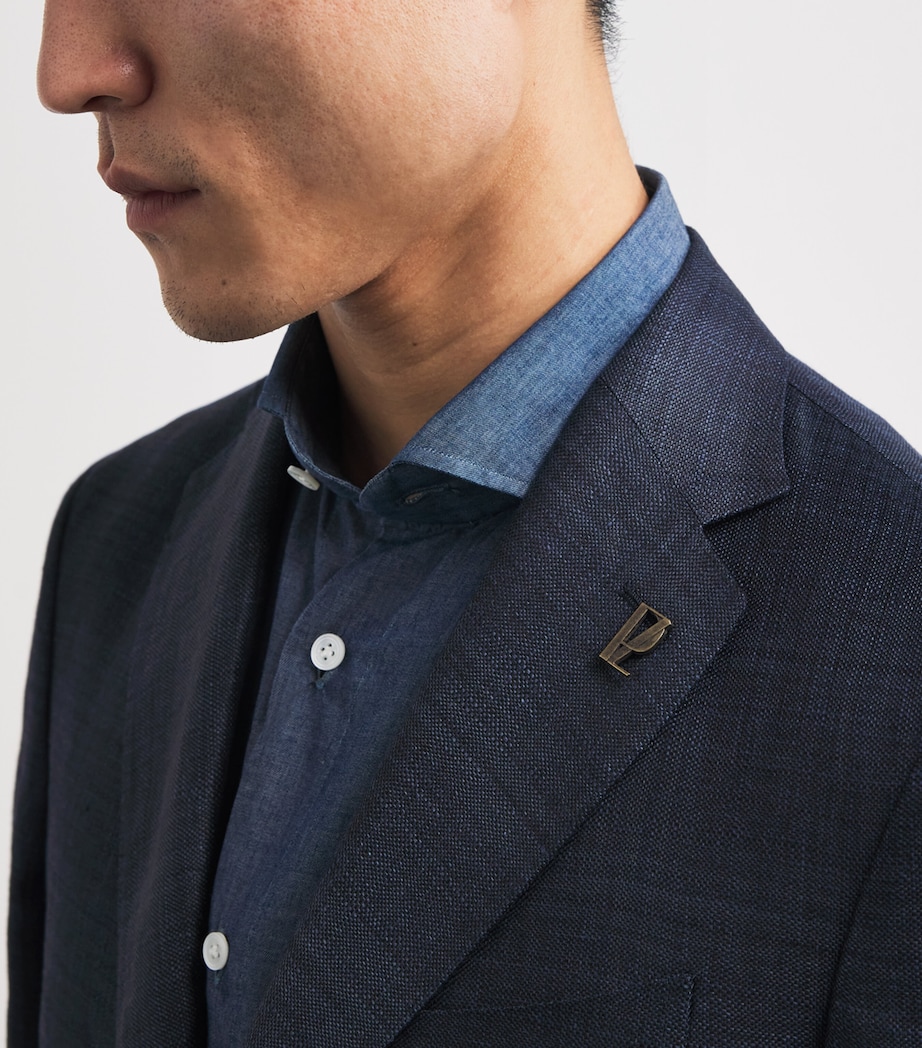 Pal Zileri Mens Linen-Wool Brera Blazer Blue Navy Image 3