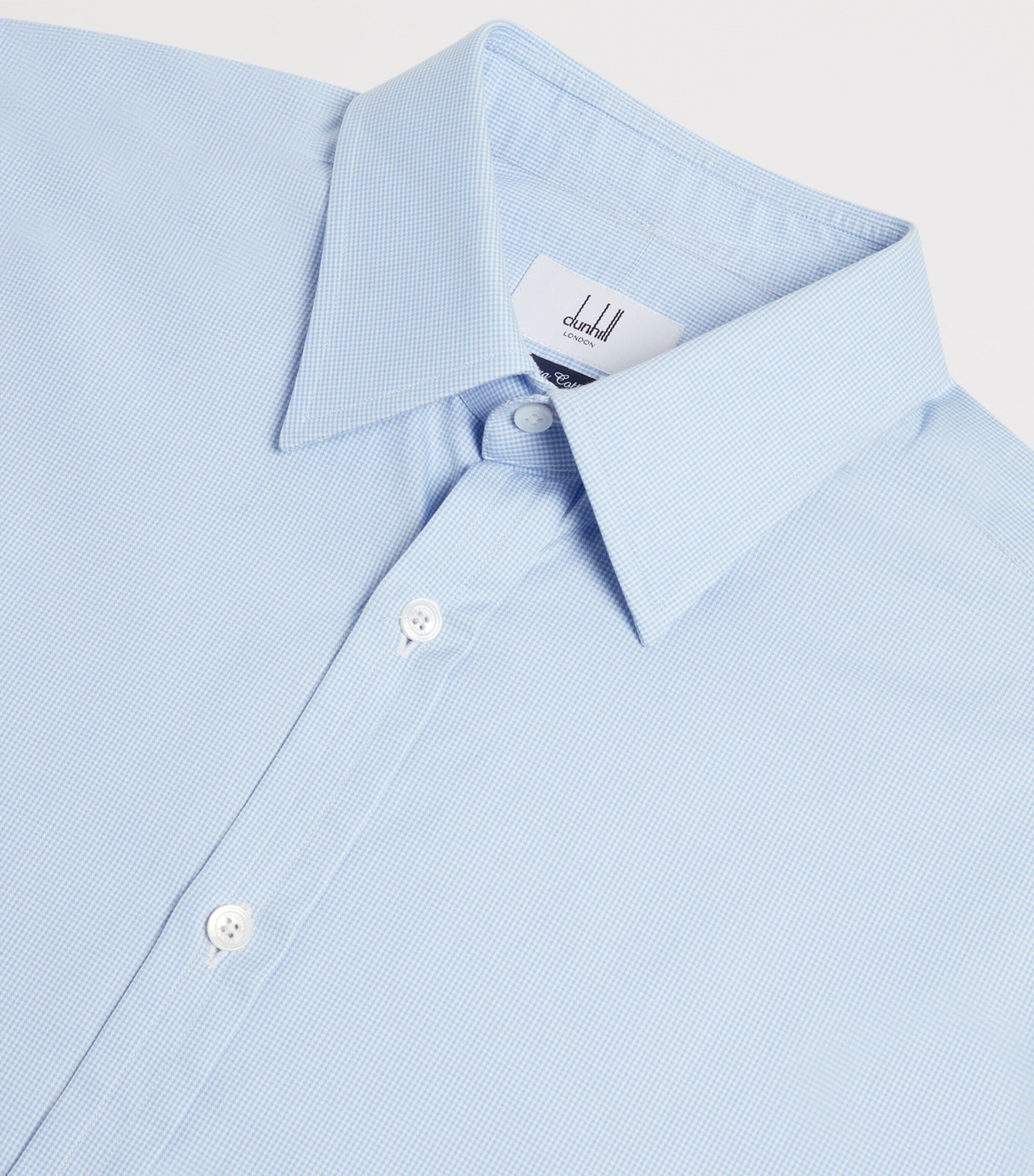 Cotton Micro Check Dress Shirt 442SKY BLUE Image 7