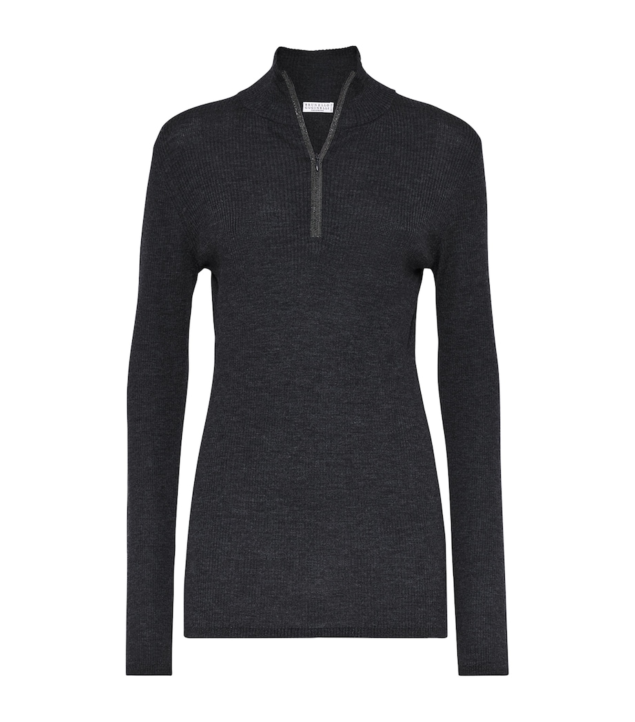 Virgin Wool-Cashmere Half-Zip Sweater C055 Image 1