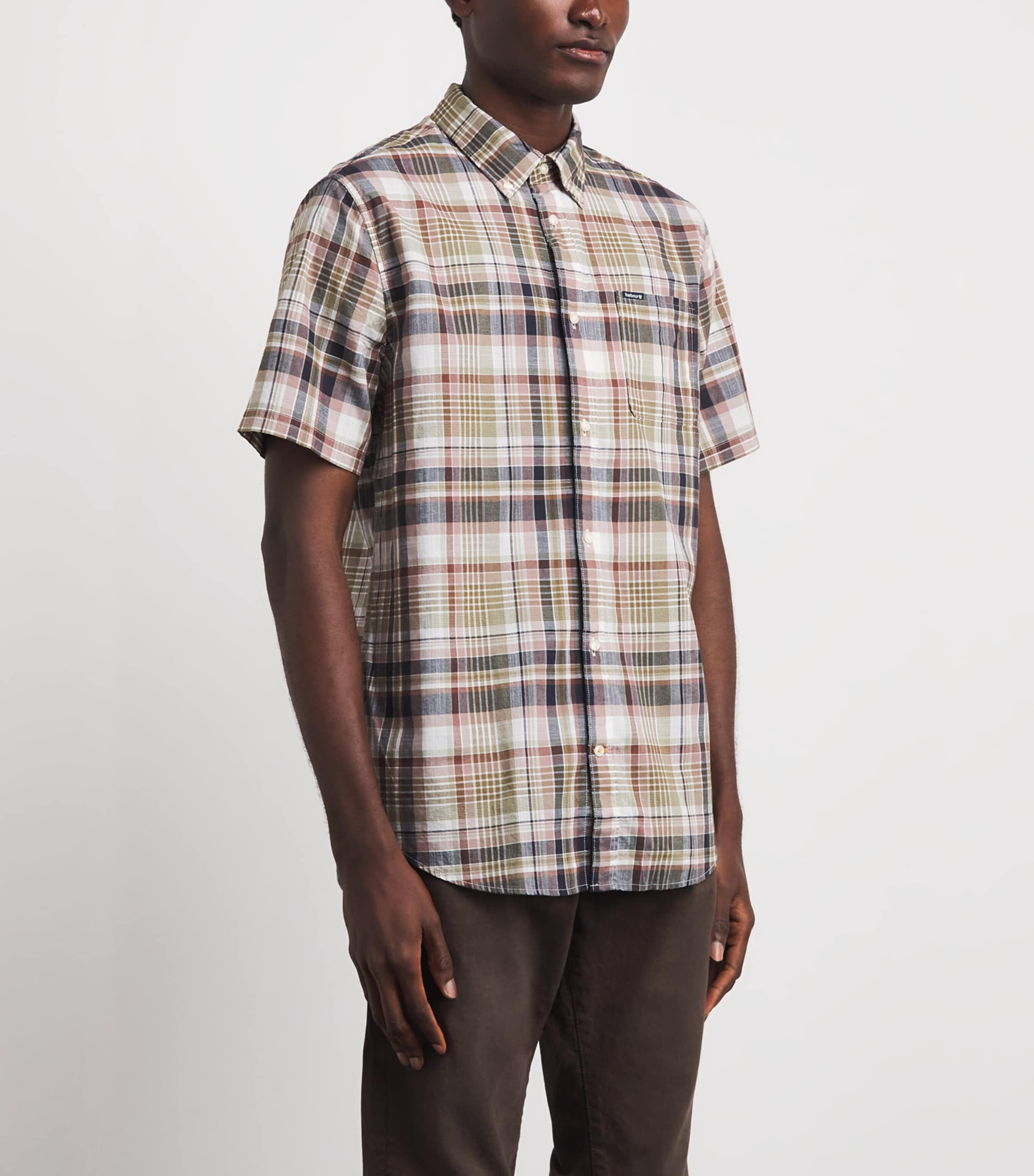 Barbour Mens Cotton Baycliff Check Shirt Burnt Pepper Image 4