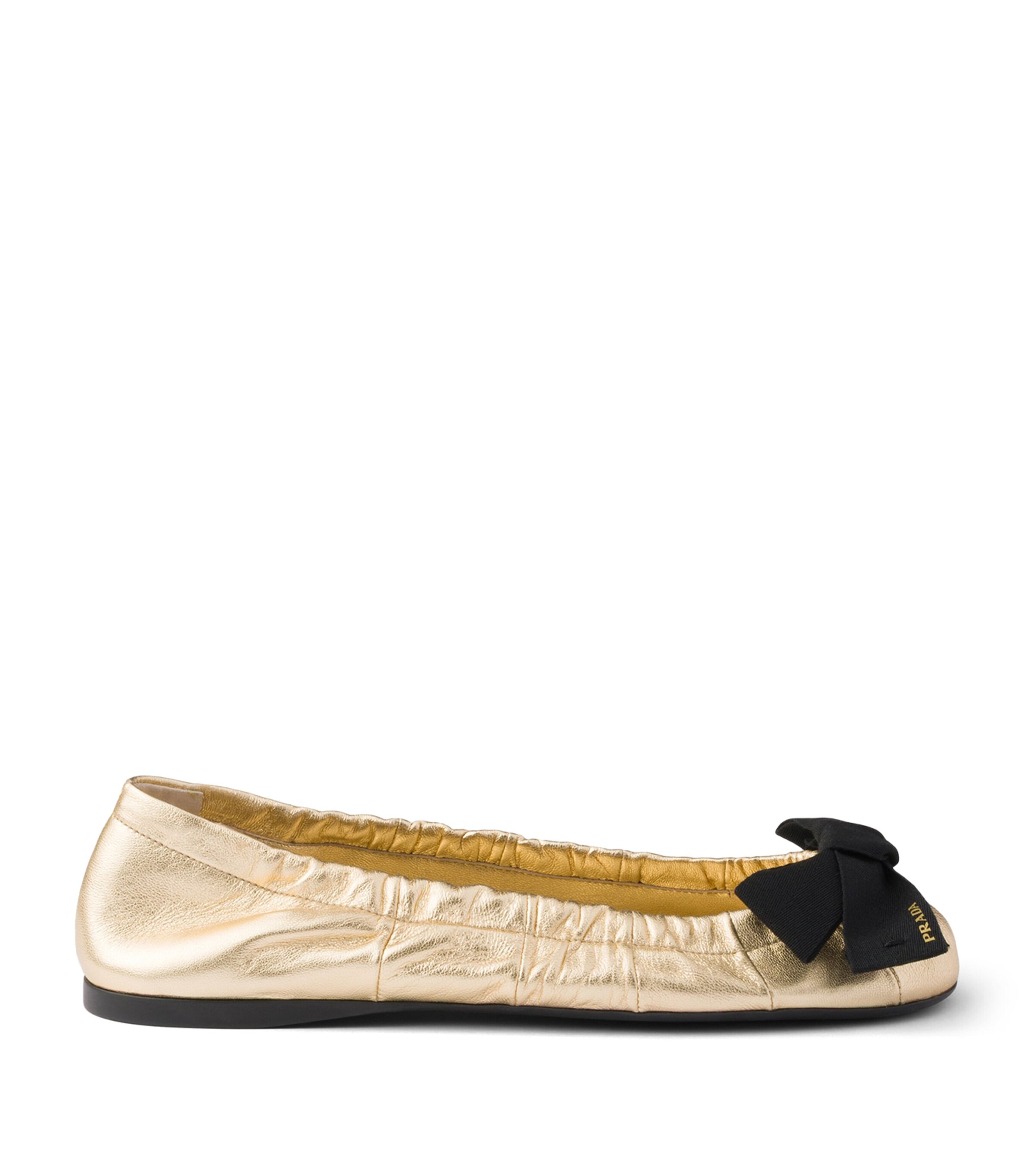 Prada Metallic Nappa Leather Bow Ballet Flats Gold/silver Image 1