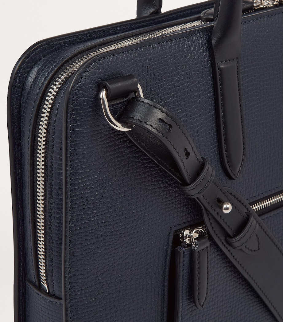 Leather Ultra Slim Briefcase NAVY Image 5