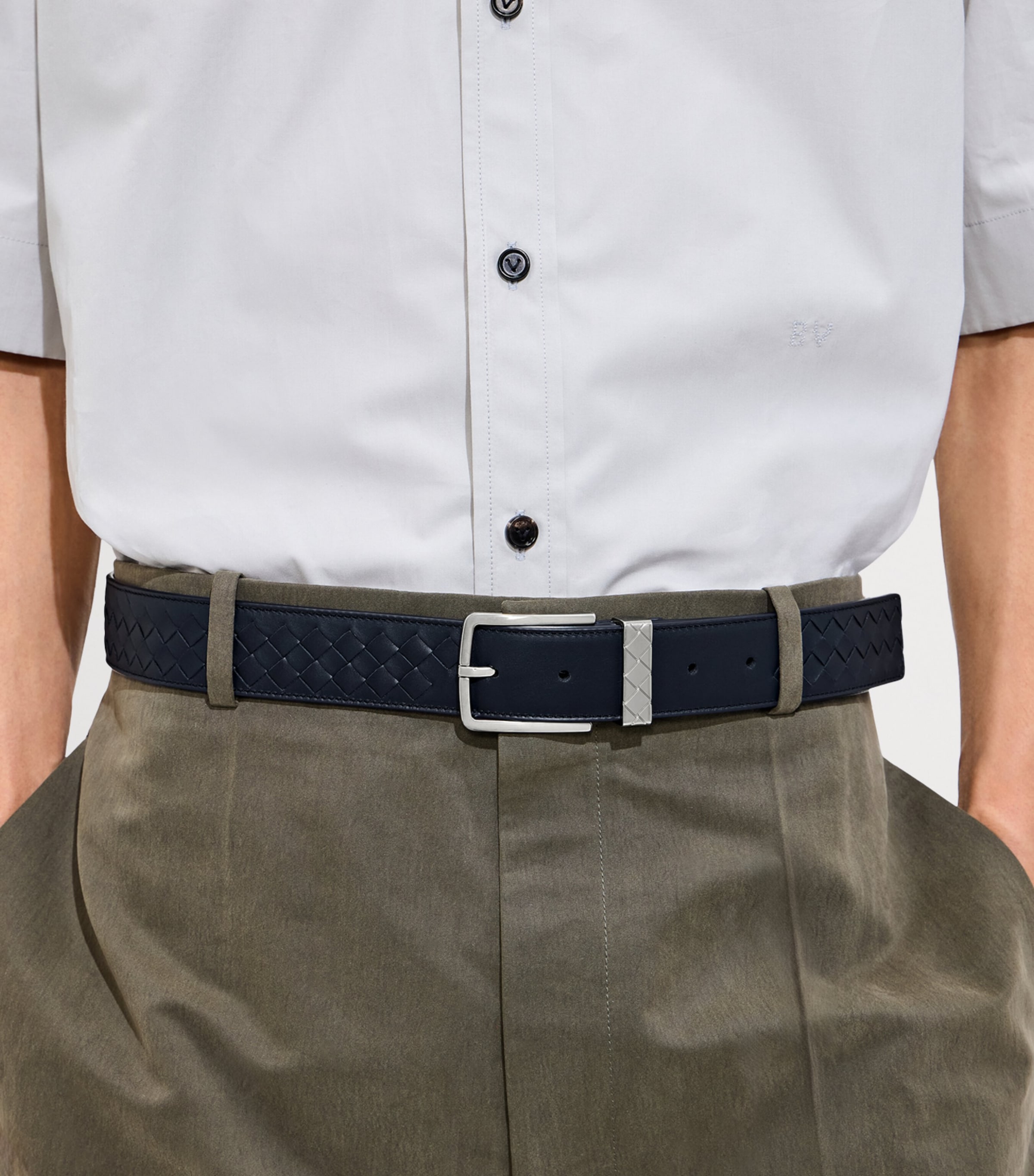 Bottega Veneta Leather Intrecciato Loop Belt Image 2