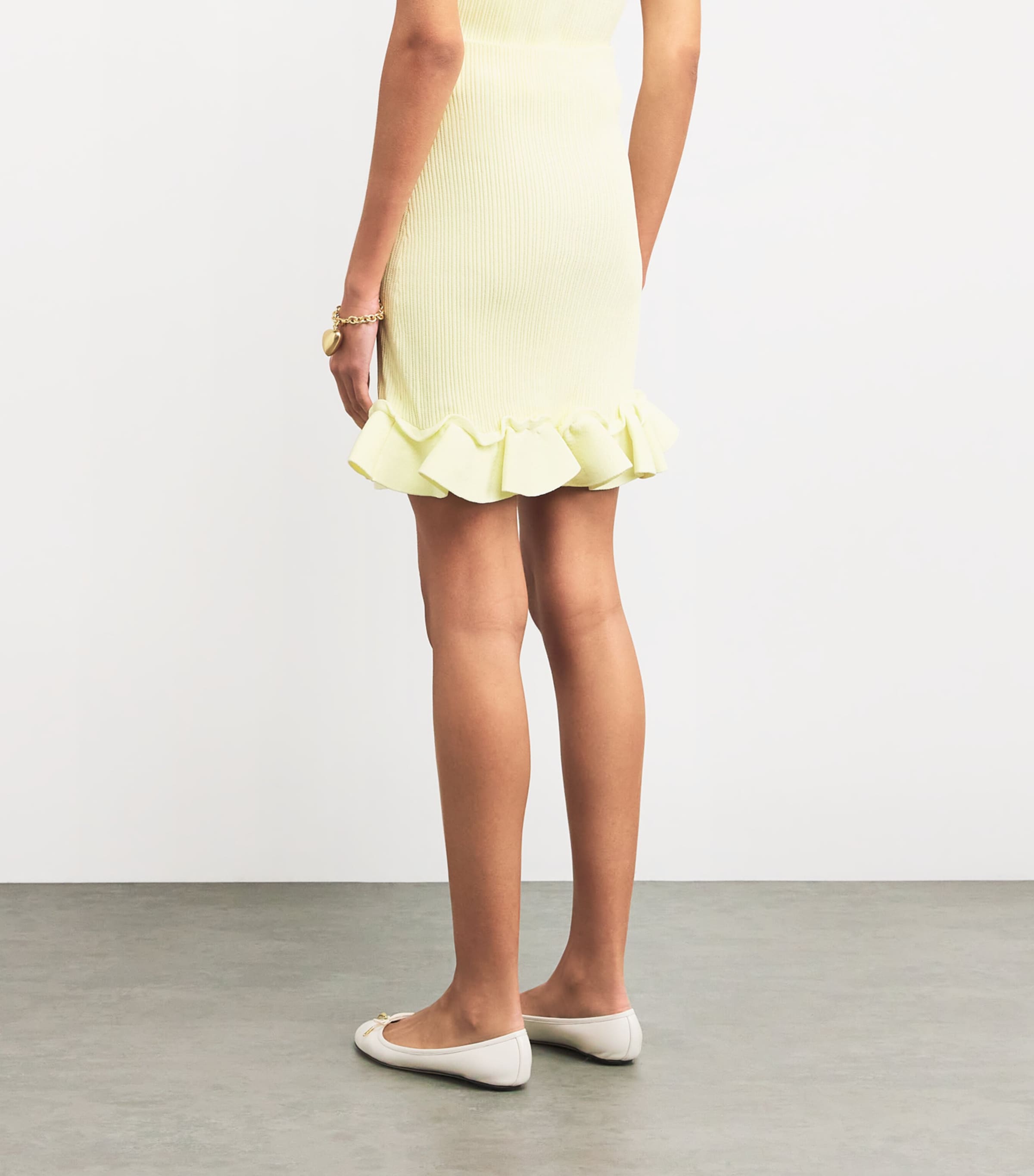 【海外限定】Sandroニットスカート☆Ruffle-Trim Knitted Mini S Knitted skirt with ruffle yellow / orange For Women | Sandro