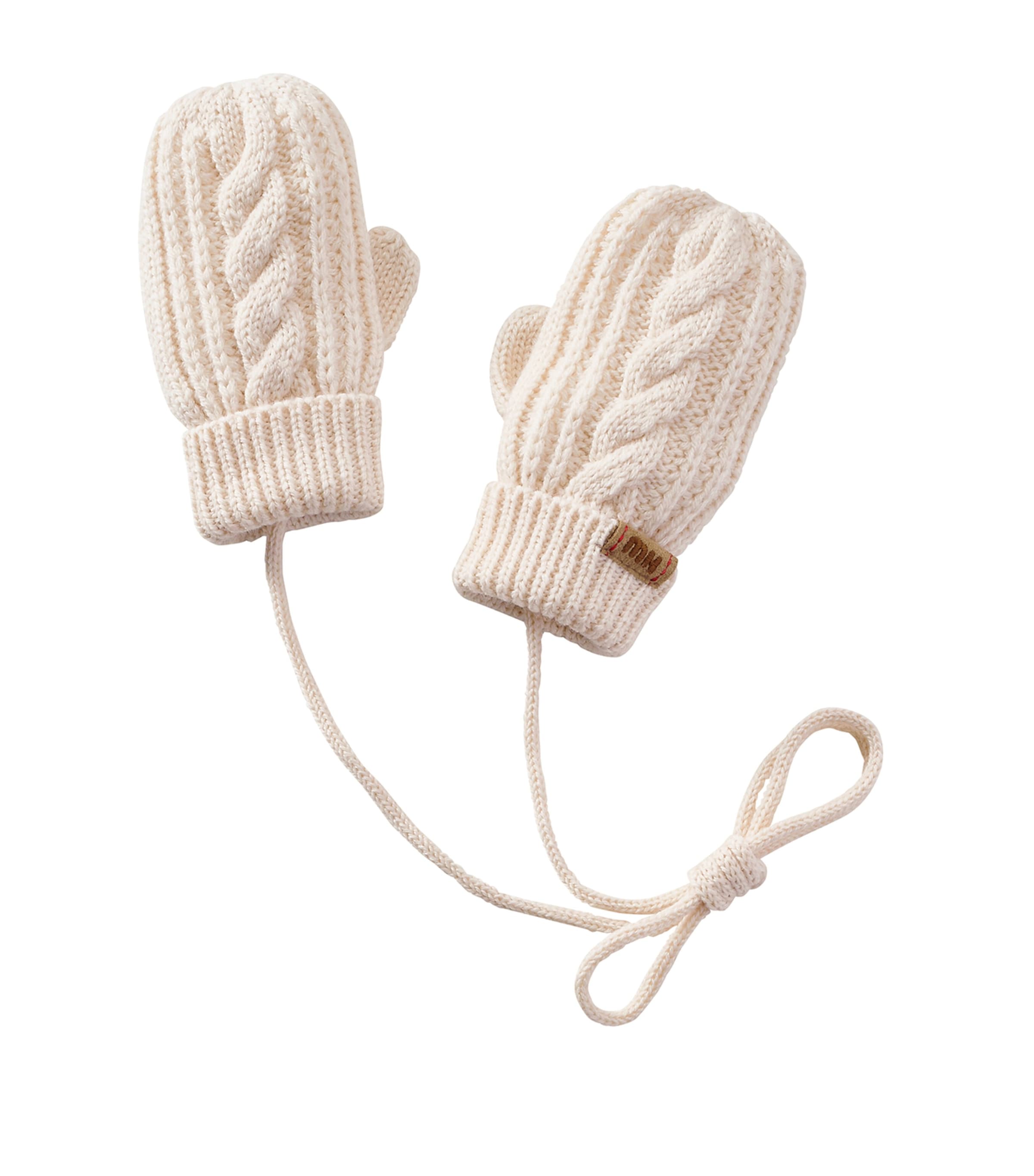 Miki House Kids' Cable-knit Mittens In White