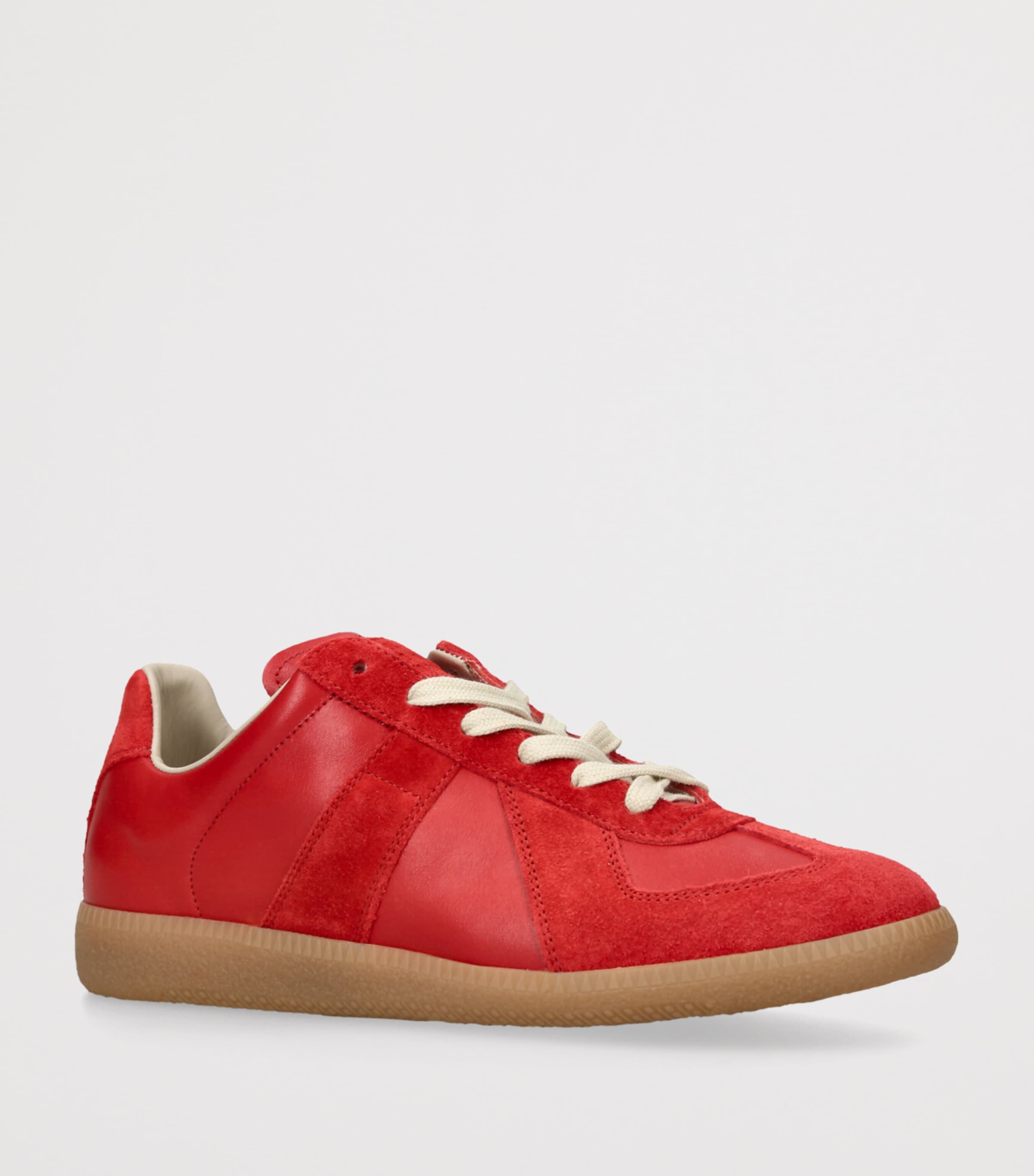 Maison Margiela Red Leather-Suede Replica Sneakers | Harrods US