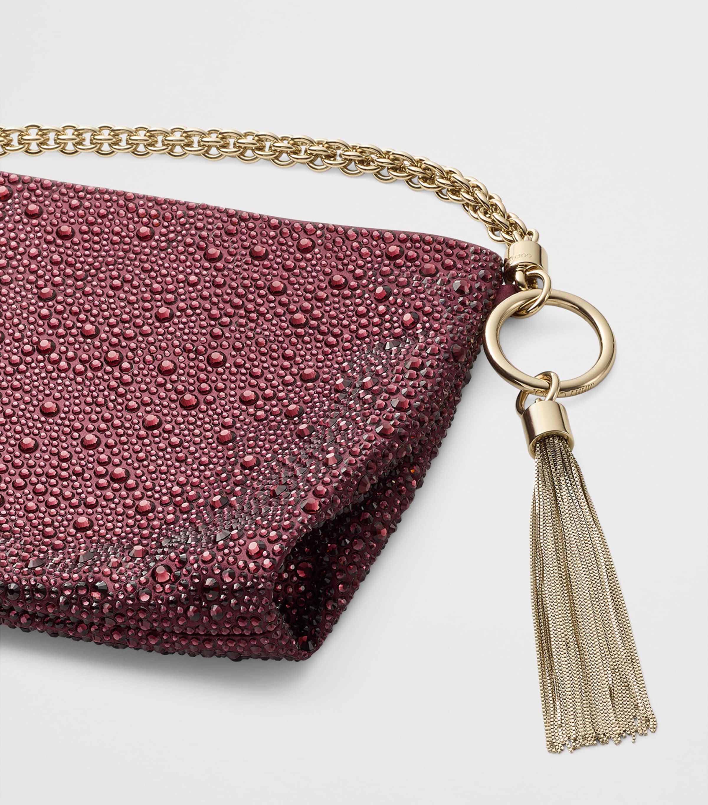 Callie Crystal-Embellished Satin Clutch Bag DEEP MERLOT/LIGHT GO Image 4