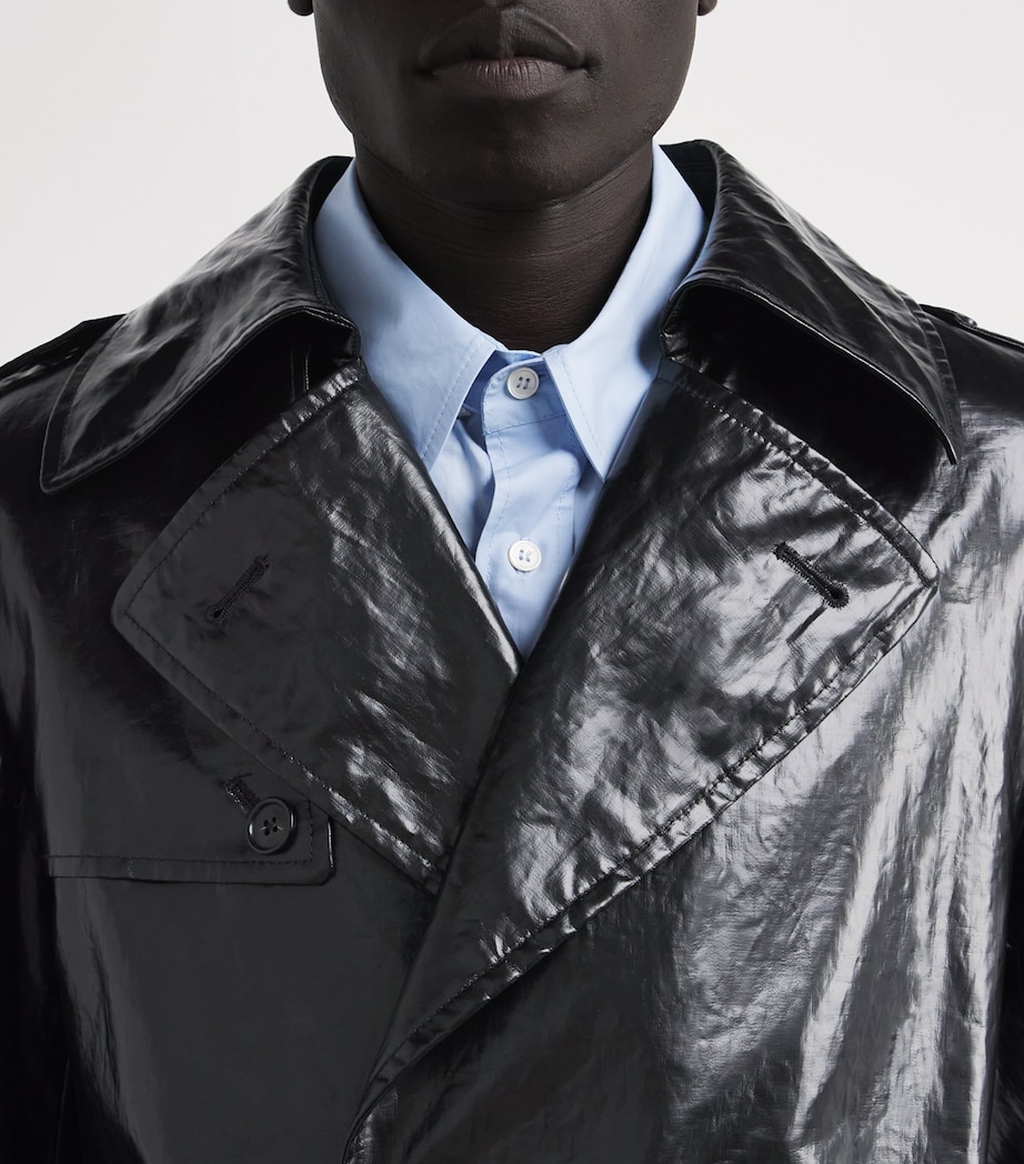MM6 Maison Margiela Mens Linen Coated Trench Coat Black Image 7