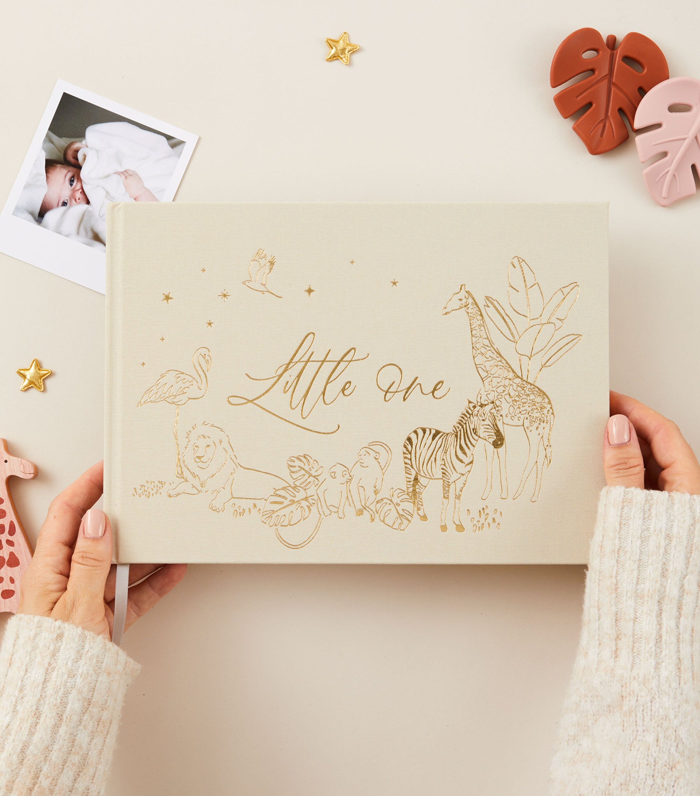 Blush and Gold Safari Baby Memory Book Beige, Gold Image 3
