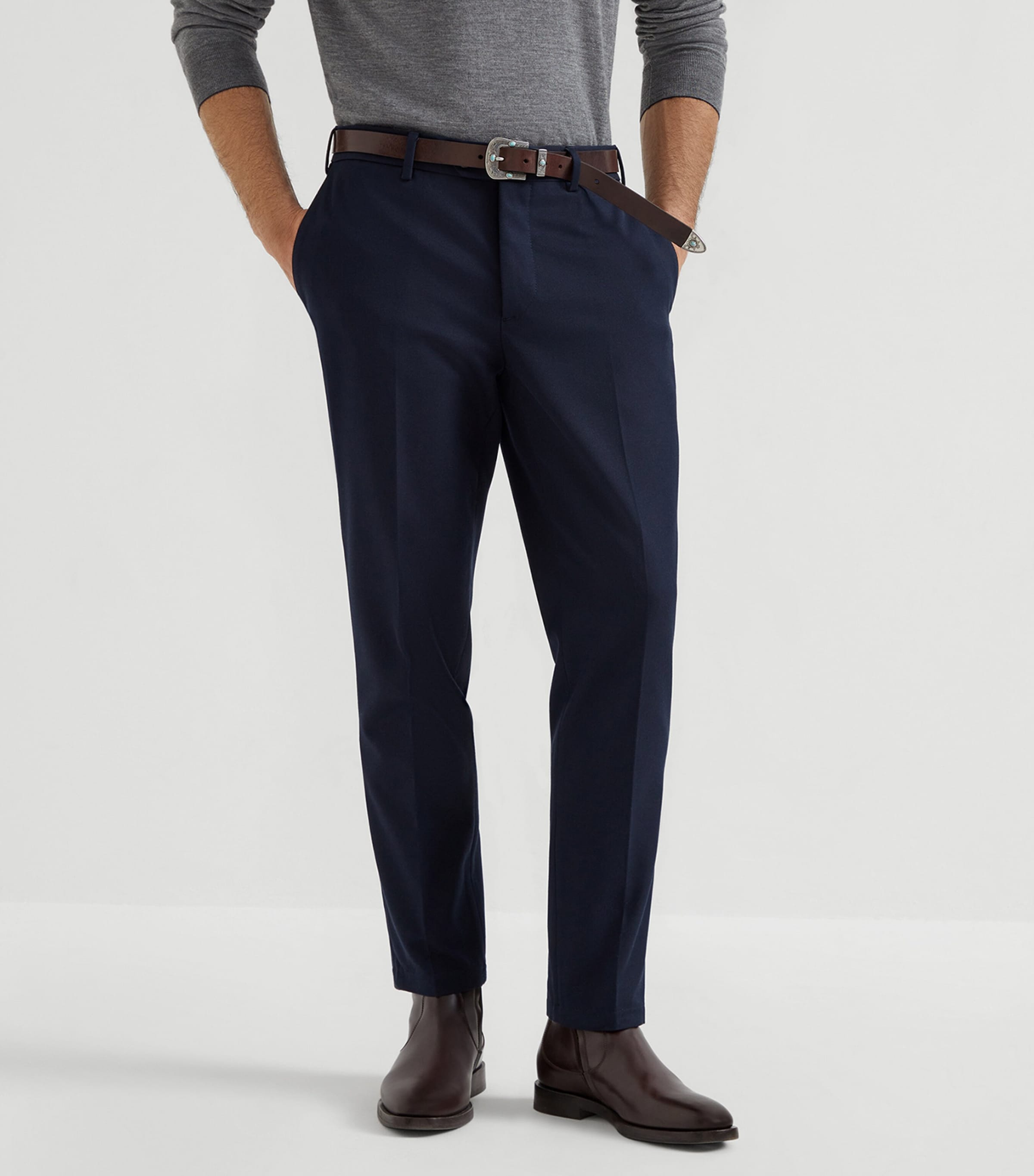 Cotton-Virgin Wool Gabardine Trousers C7171 Image 2