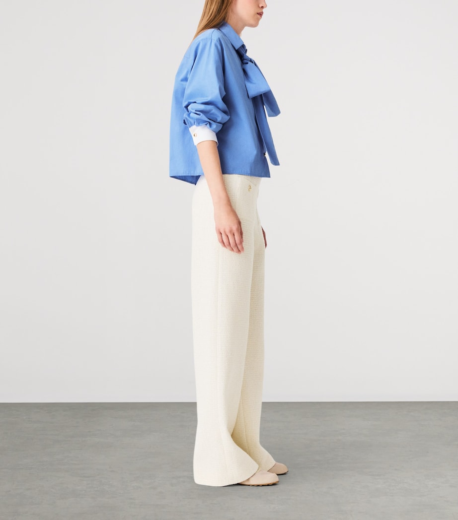 Maje Womens Tweed Wide-Leg Trousers Ecru Image 3
