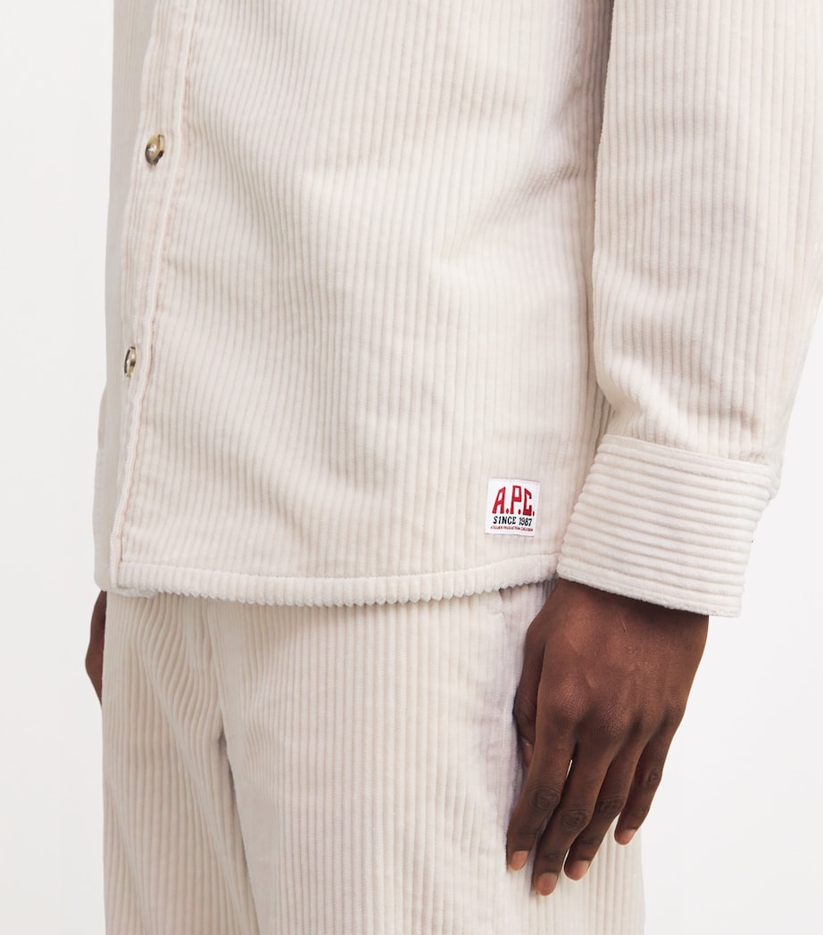 A.P.C. Mens Stretch-Cotton Corduroy Shirt Aad Ecru Image 6