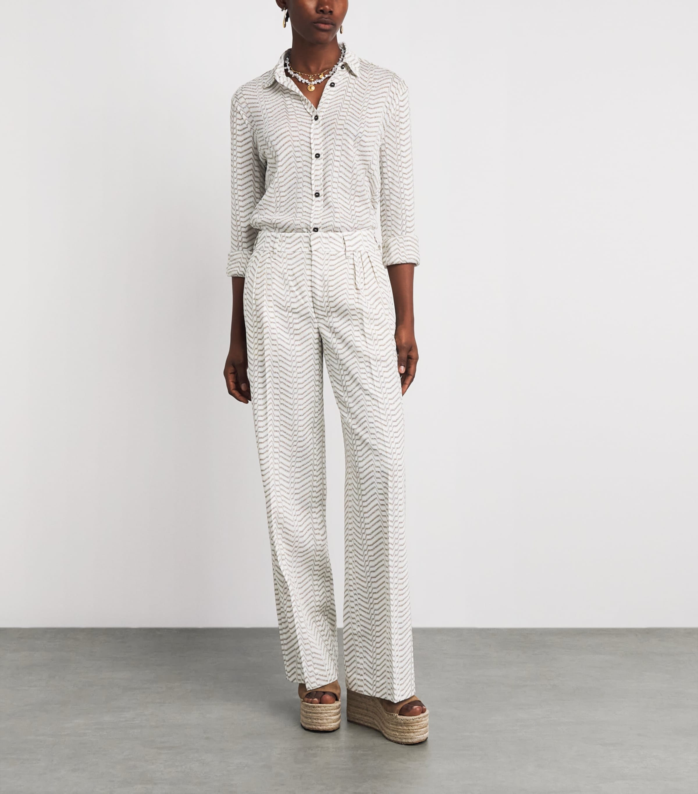 Missoni Womens Chevron Shirt White And Gold Image 2