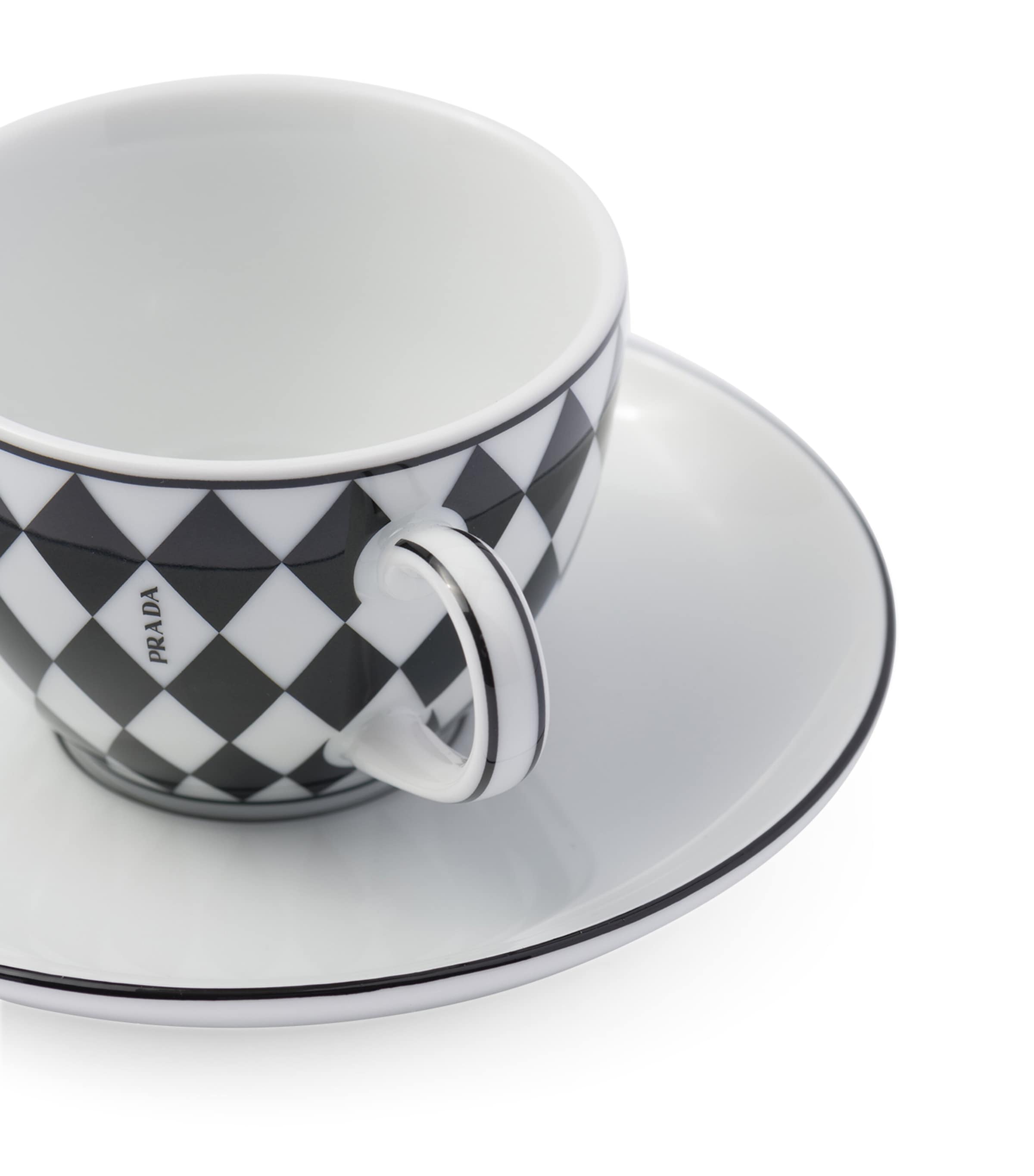 Chequerboard Coffee Cup and Saucer (Set of 4) F0E5W Image 4