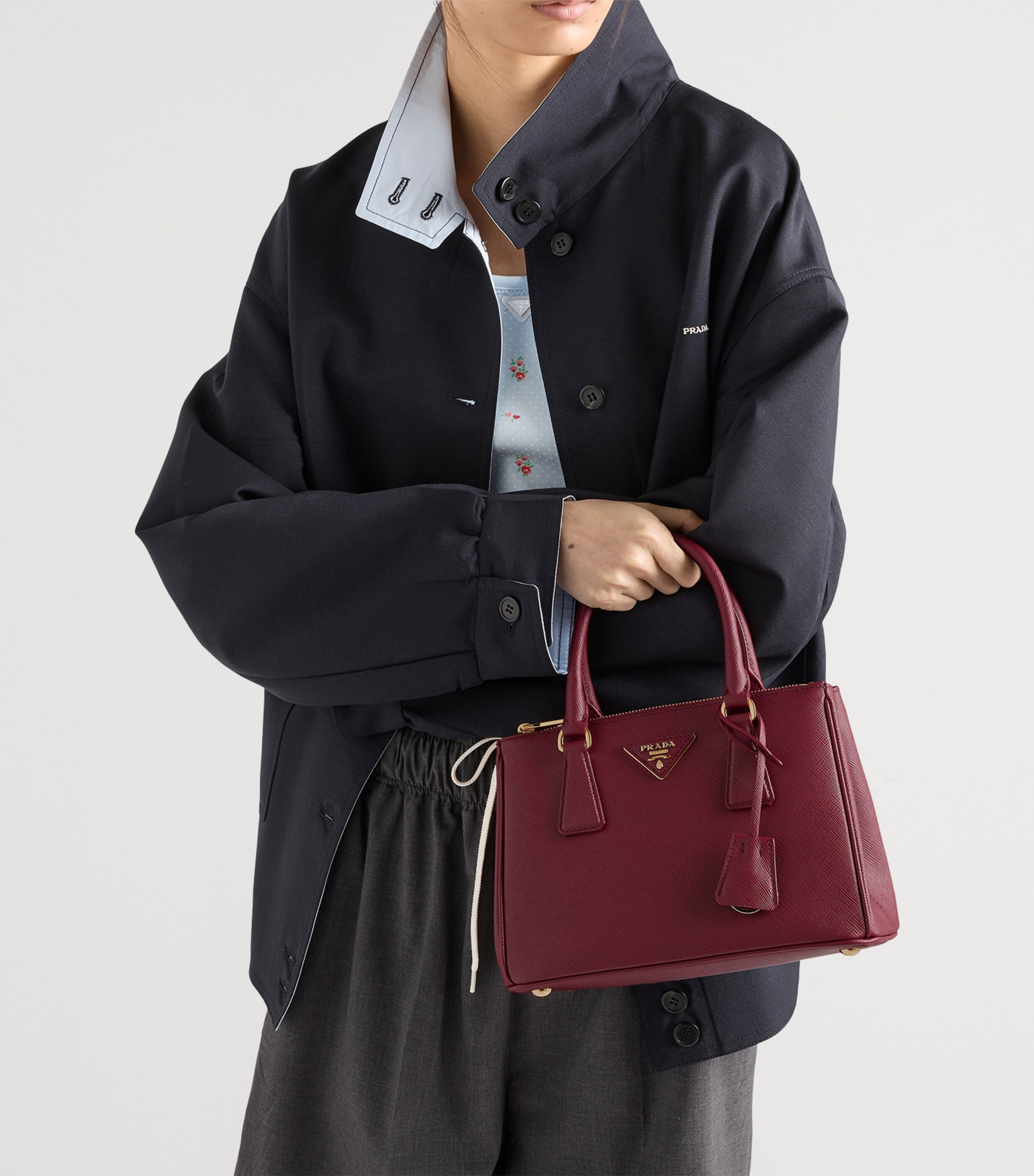 Prada Small Saffiano Leather Galleria Top-Handle Bag Red Image 2