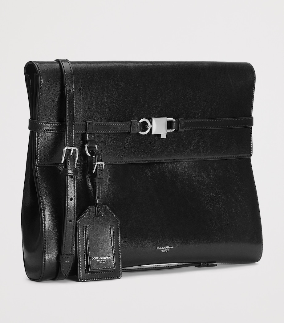 Dolce&Gabbana Leather Clip-Lock Messenger Bag Black Image 4