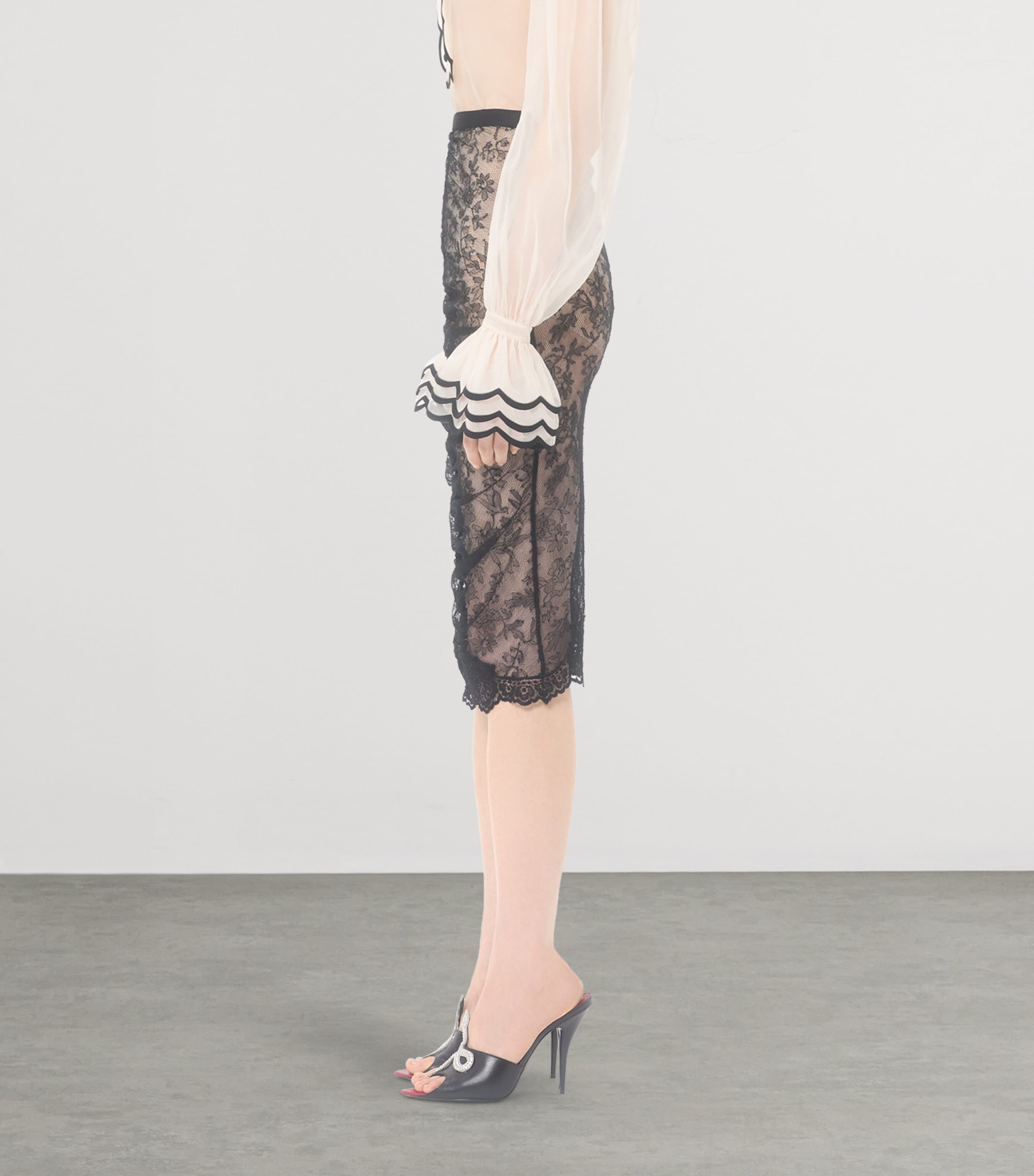 Valentino Womens Lace Ruched Skirt Image 3