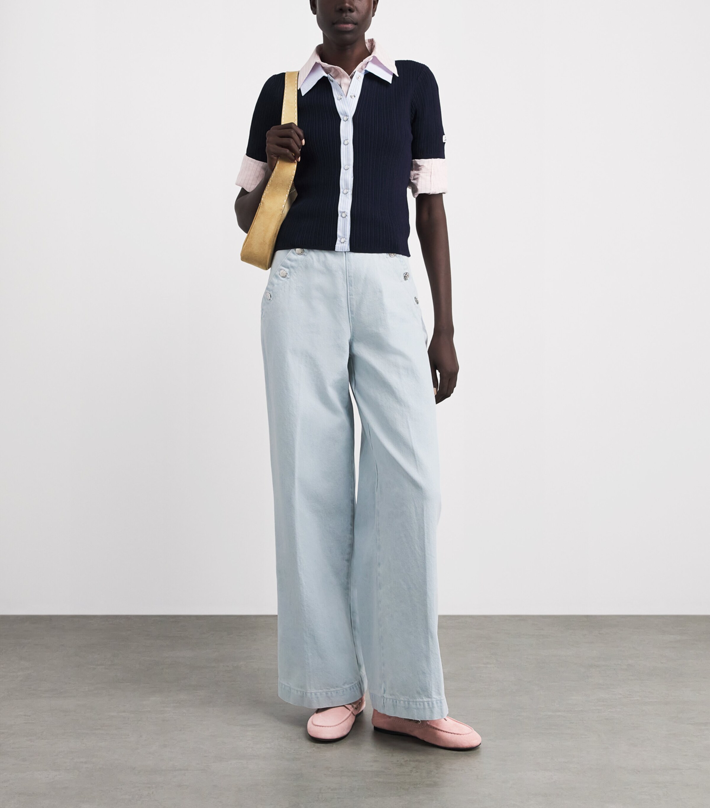 Claudie Pierlot Womens Sailor Wide-Leg Jeans Light Blue Denim Image 2