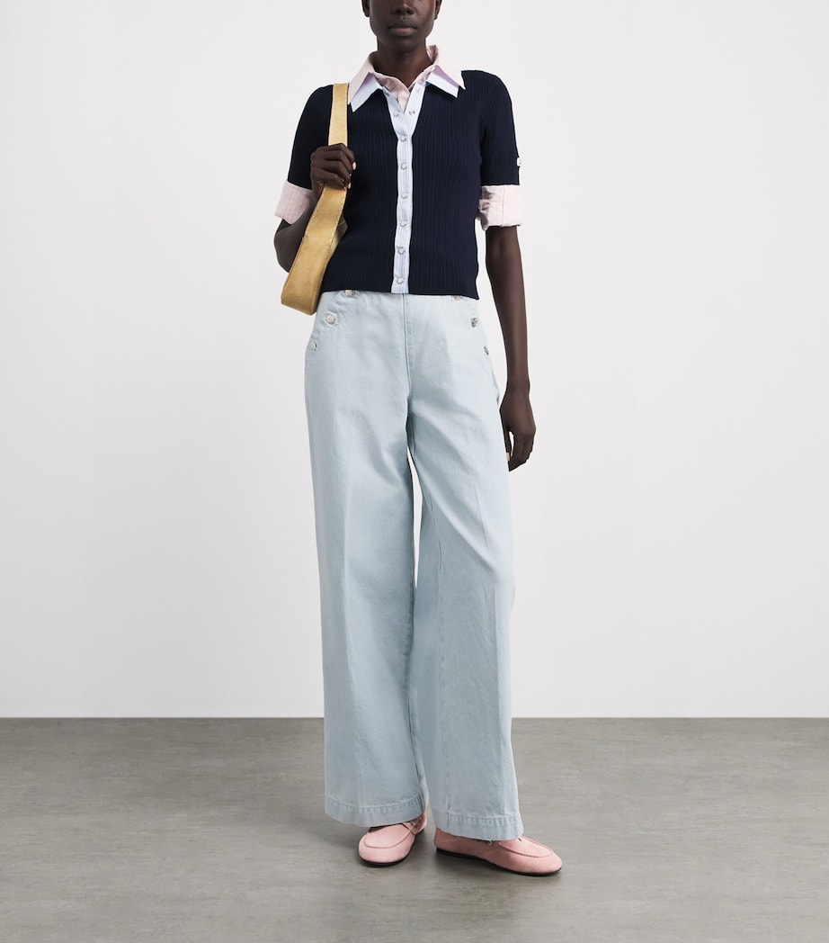 Claudie Pierlot Womens Sailor Wide-Leg Jeans Light Blue Denim Image 2