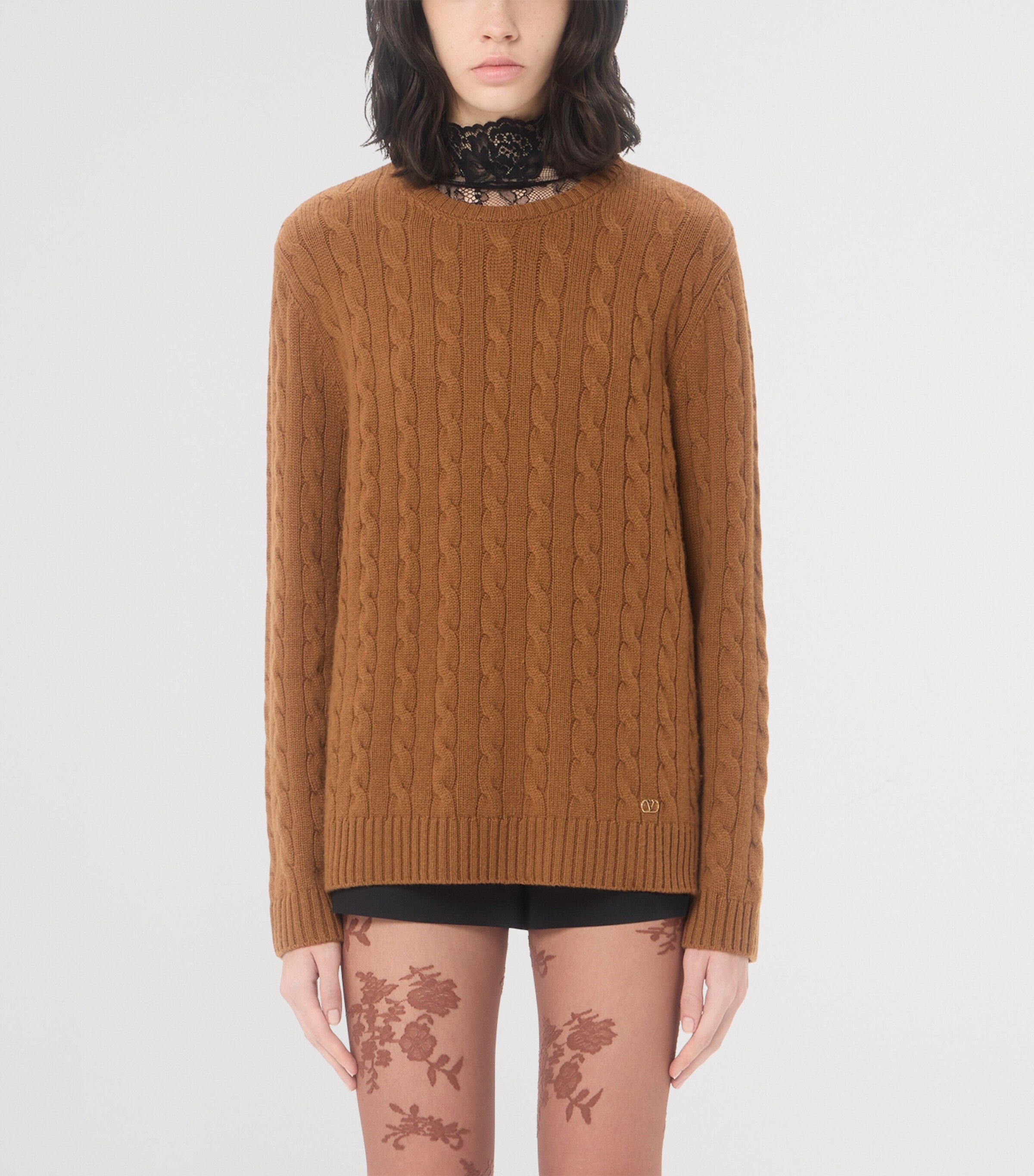 Valentino Womens Cashmere Cable-Knit Sweater Image 3