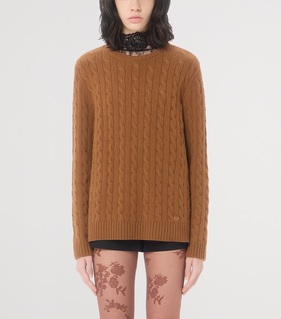 Valentino Womens Cashmere Cable-Knit Sweater Image 3