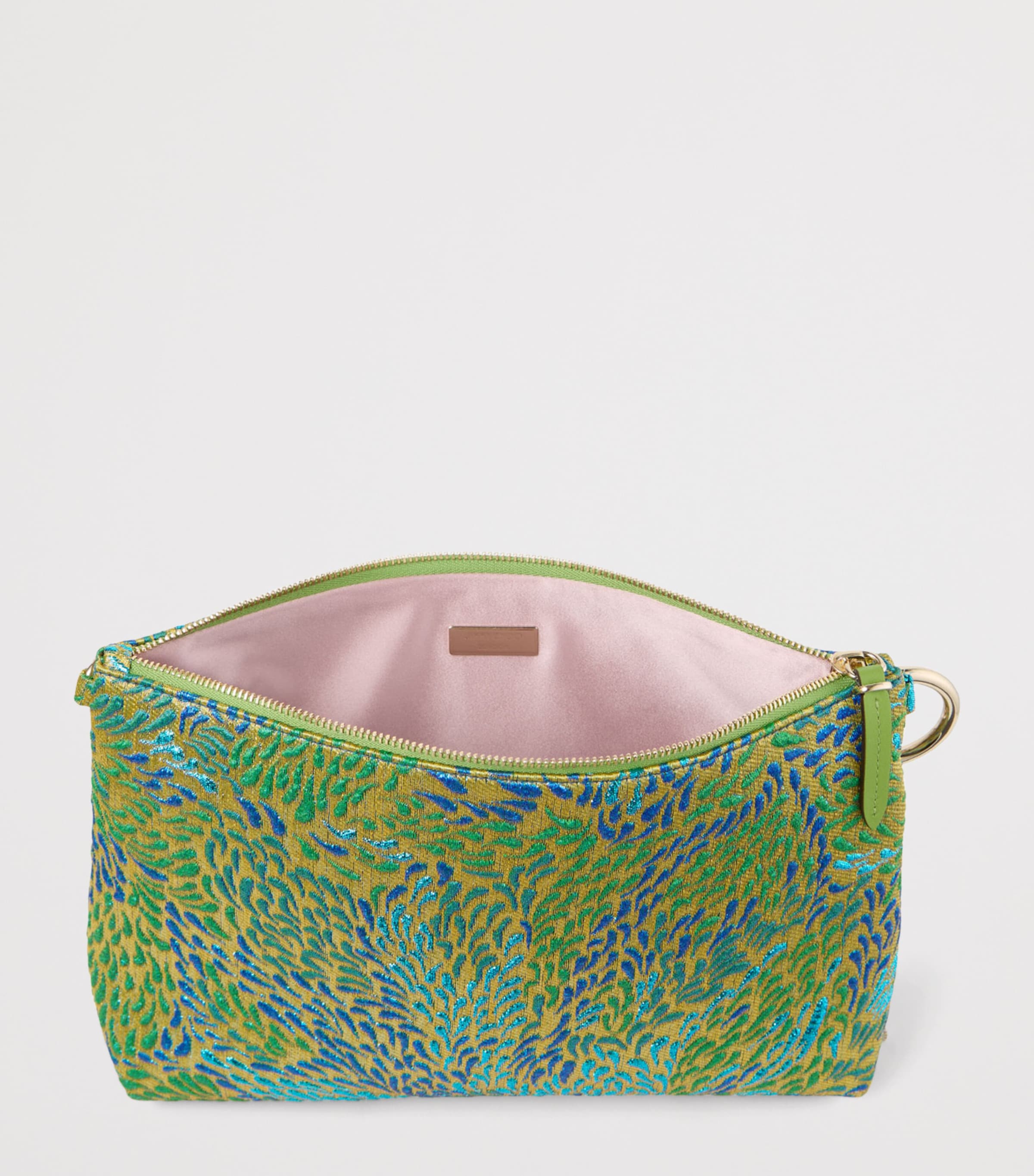 Jimmy Choo Callie Metallic Canvas Clutch Bag Green Mix/light Gold Image 4