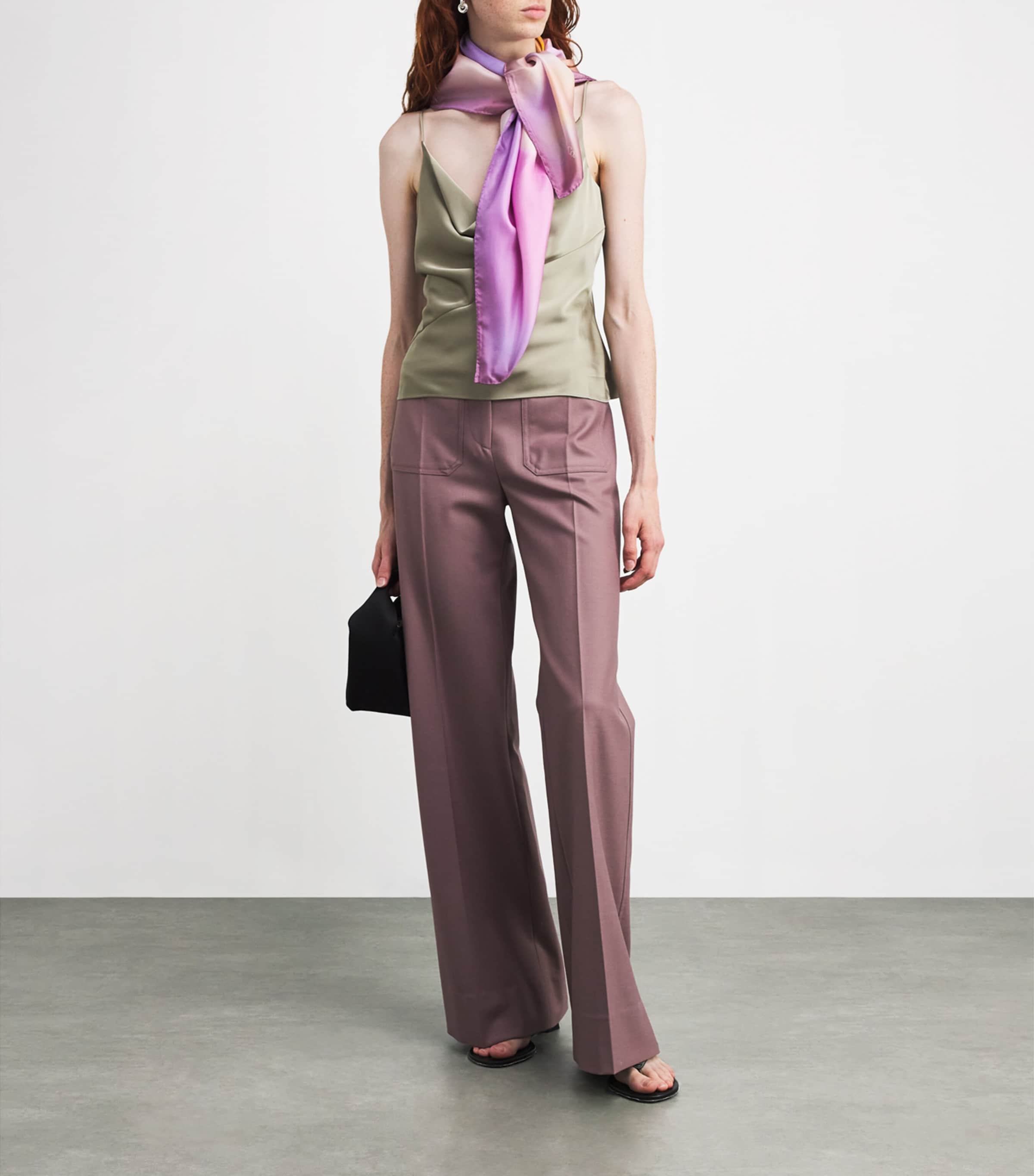 Silk Printed Stole Scarf PURPLE Image 3