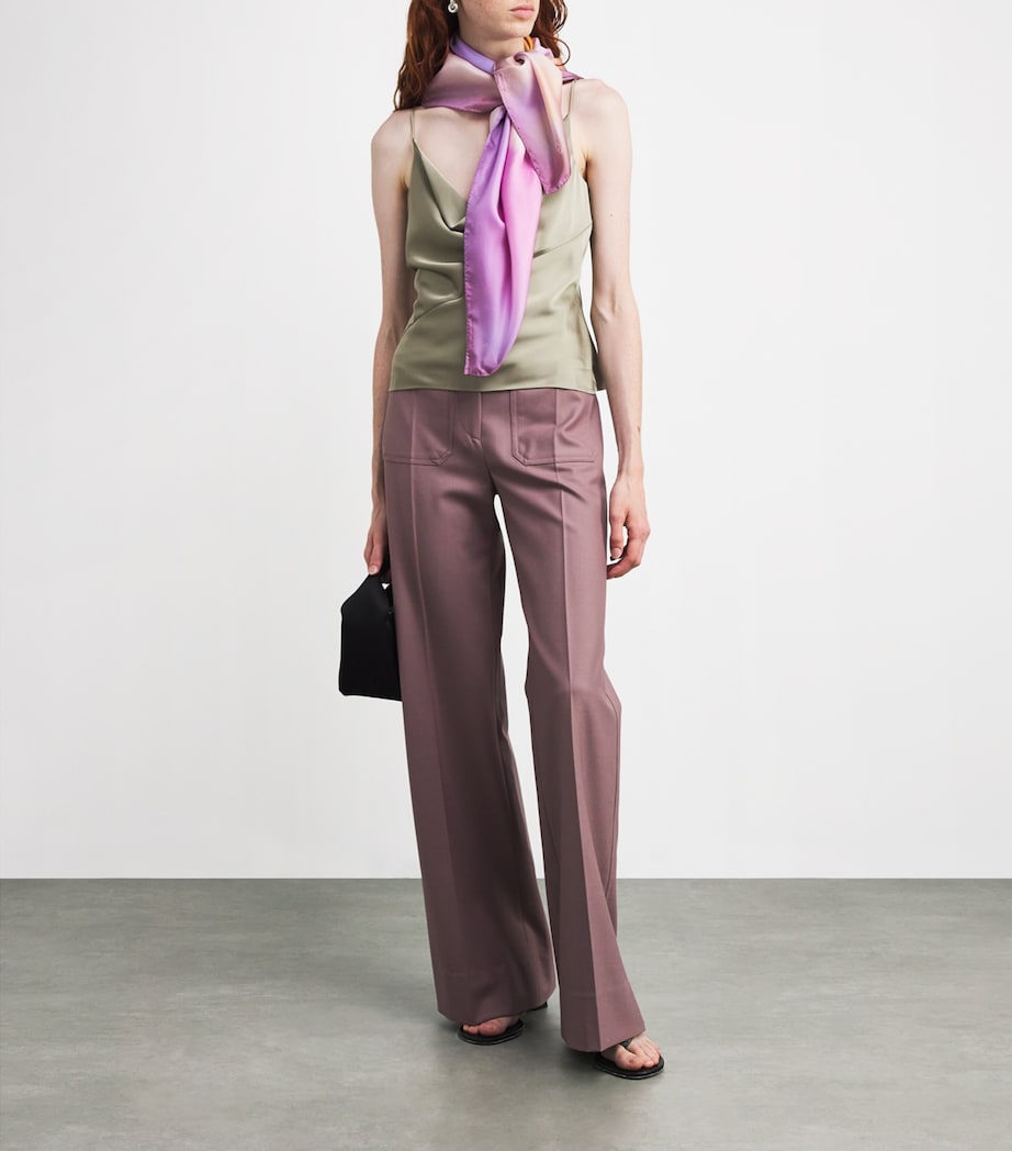 Silk Printed Stole Scarf PURPLE Image 3