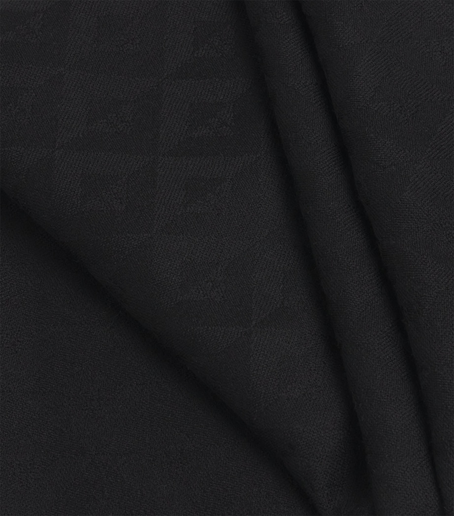 Wool Geometric Jacquard Scarf BLACK Image 4