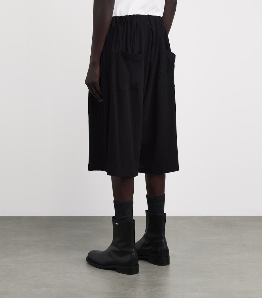 Yohji Yamamoto Mens Cotton-Linen Elasticated Shorts Black Image 5