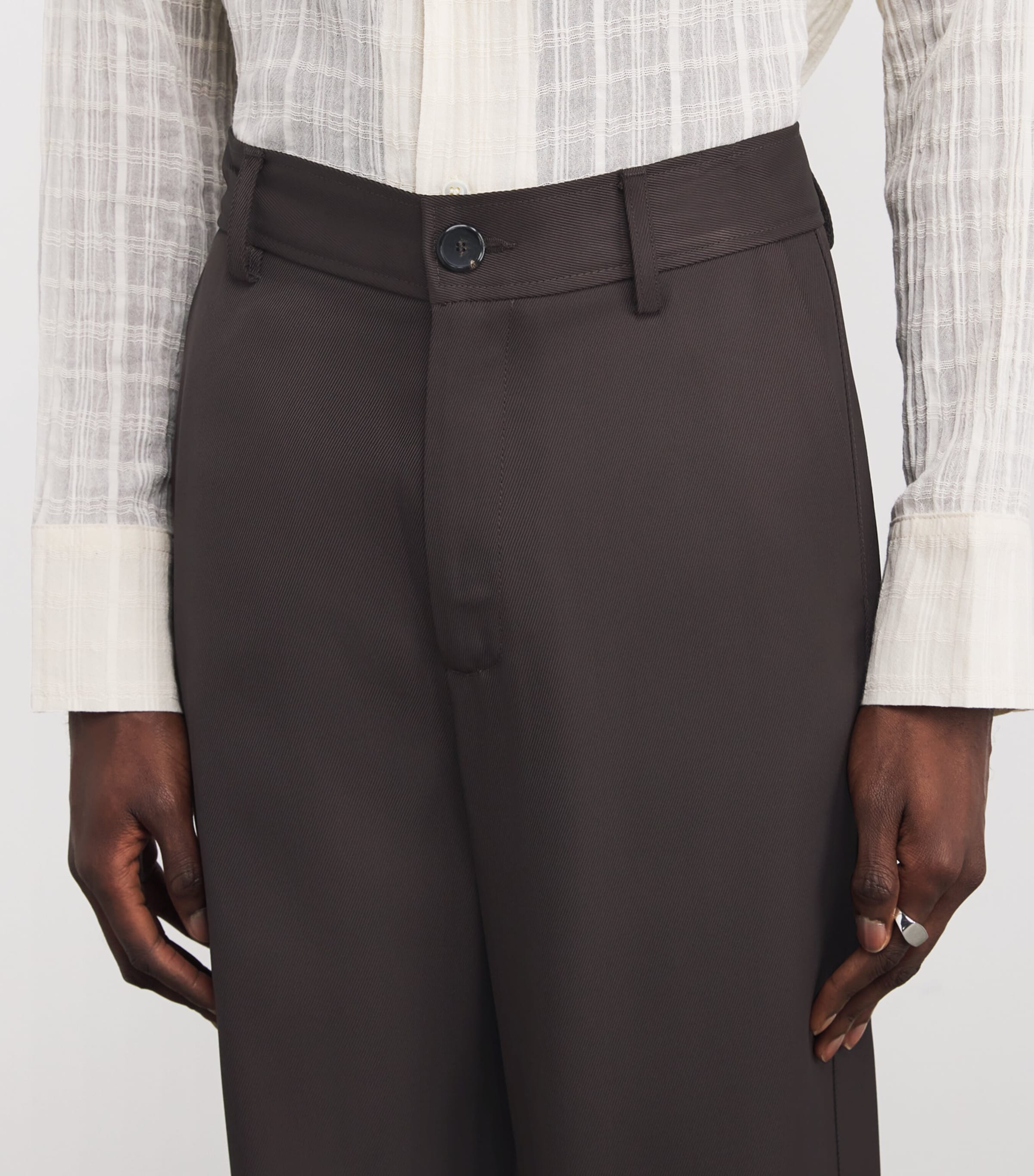 Séfr Mens Twill Richie Tailored Trousers Obsidian Viscose Image 6