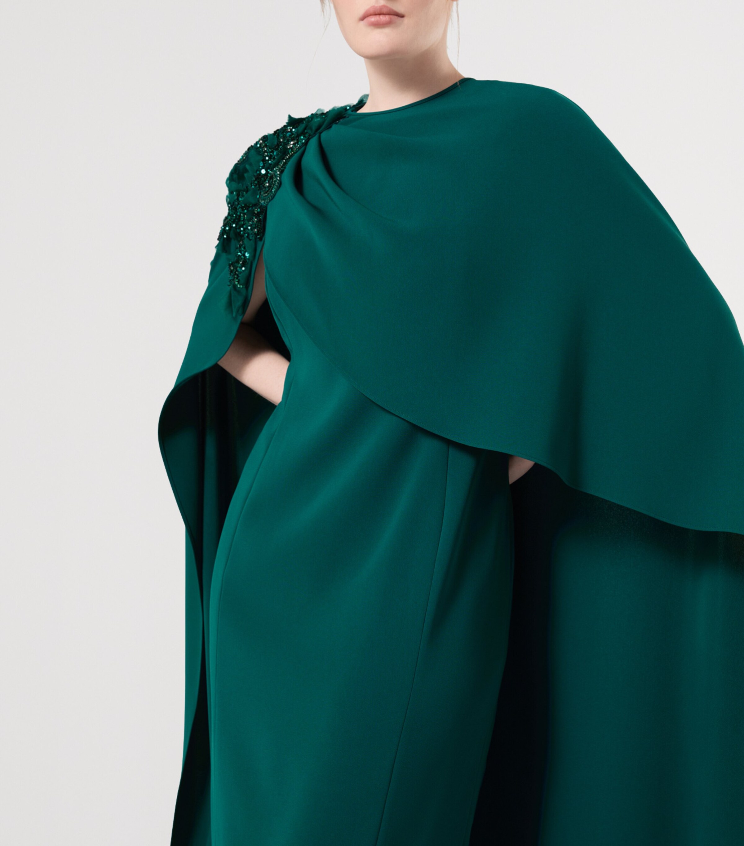Marina Rinaldi Womens x Tony Ward Embellished Gown with Cape Oil Image 6