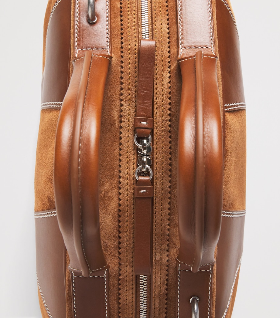 DRIES VAN NOTEN Leather-Suede Duffle Bag Tan Image 5