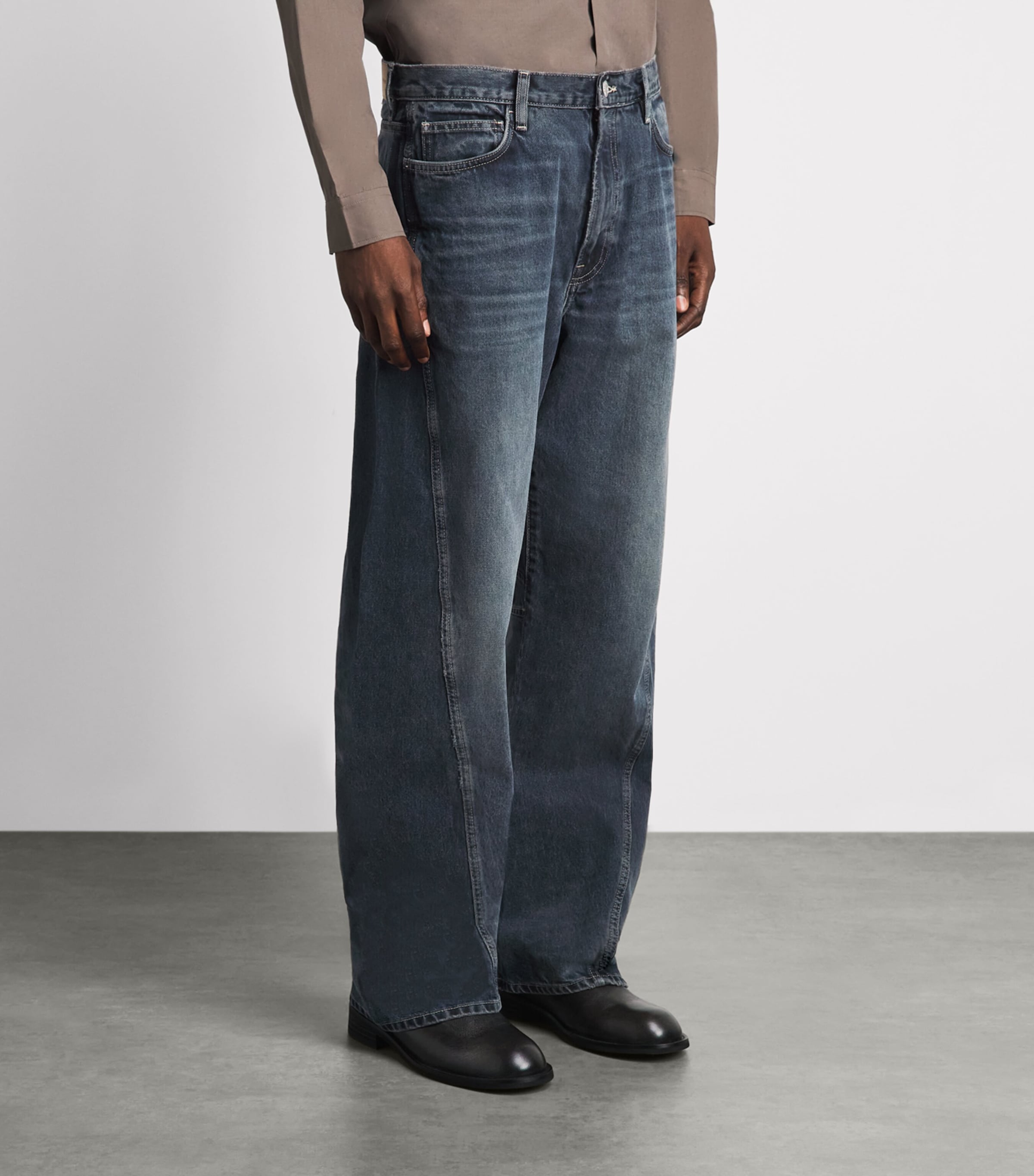 Samsøe Samsøe Mens Curved Relaxed Jeans Mud Wash Image 4